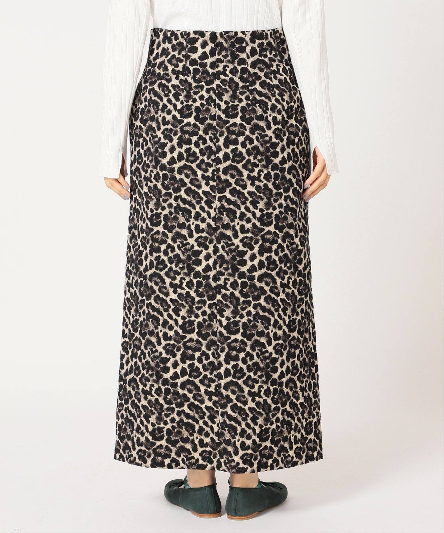 IENA LA BOUCLE レオパードジャガードハイウエストタイトスカート 