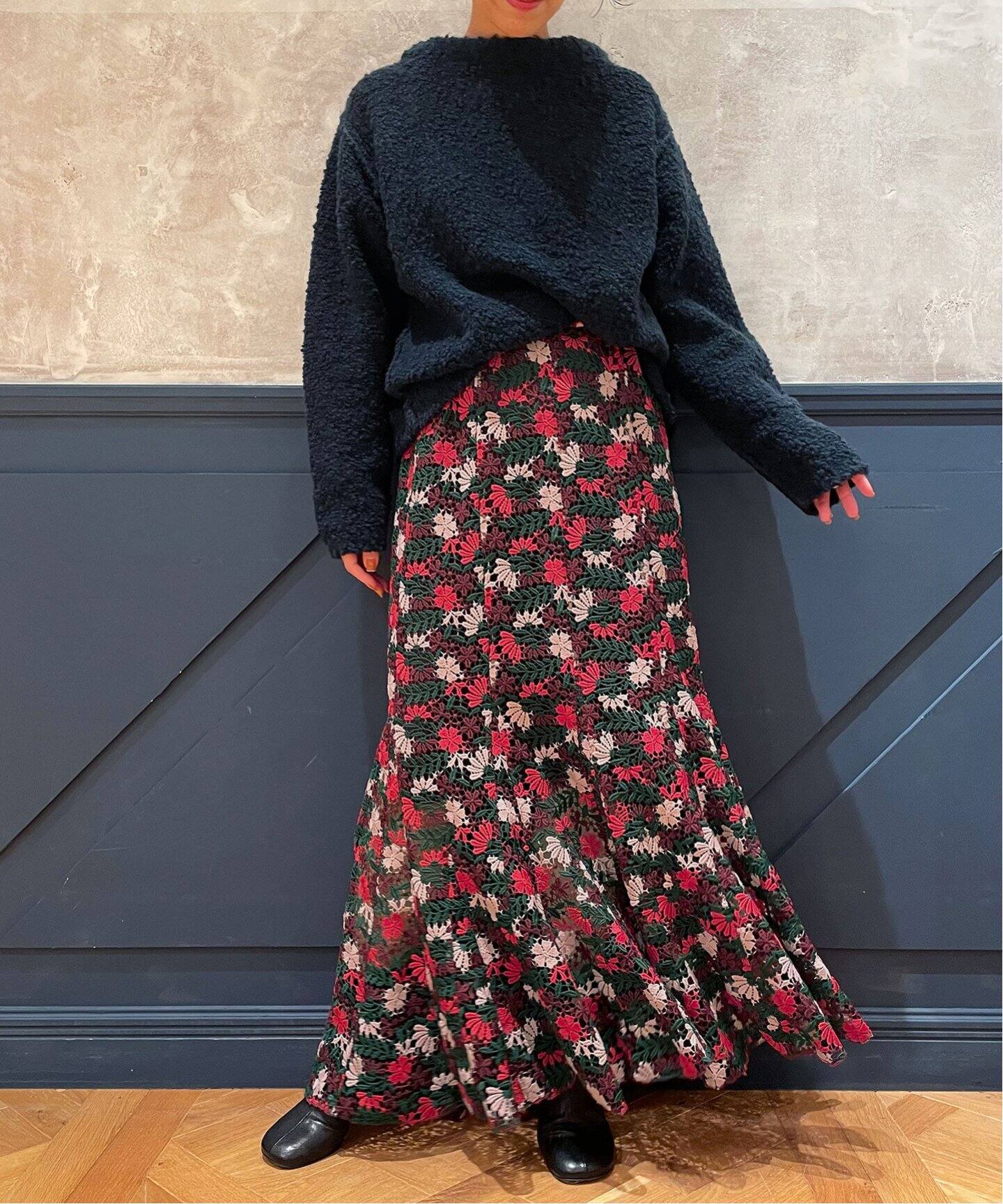 IENA LA BOUCLE ケミカルレース フレアスカート（ロング・マキシ丈  