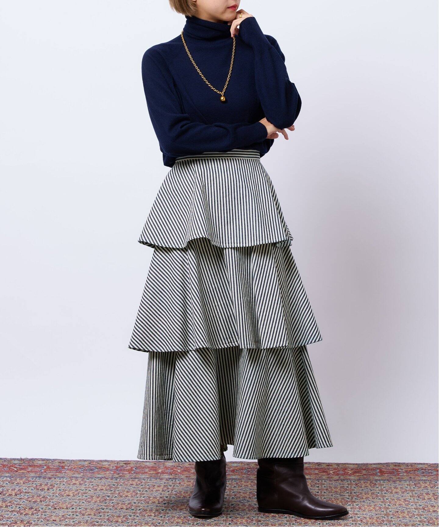 IENA LA BOUCLE 段々スカート（デニムスカート）｜IENA（イエナ）の  