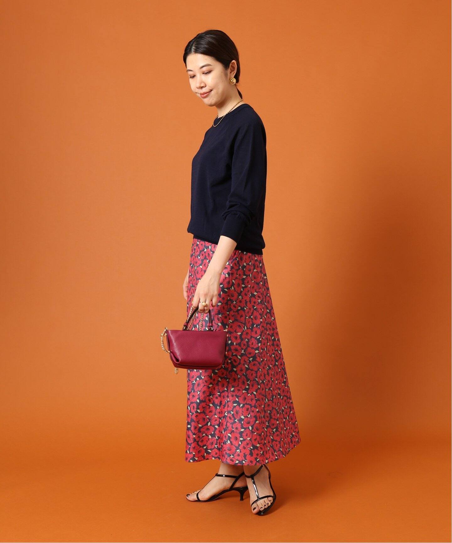 IENA LA BOUCLE フラワープリント スカート（ロング・マキシ丈スカート  