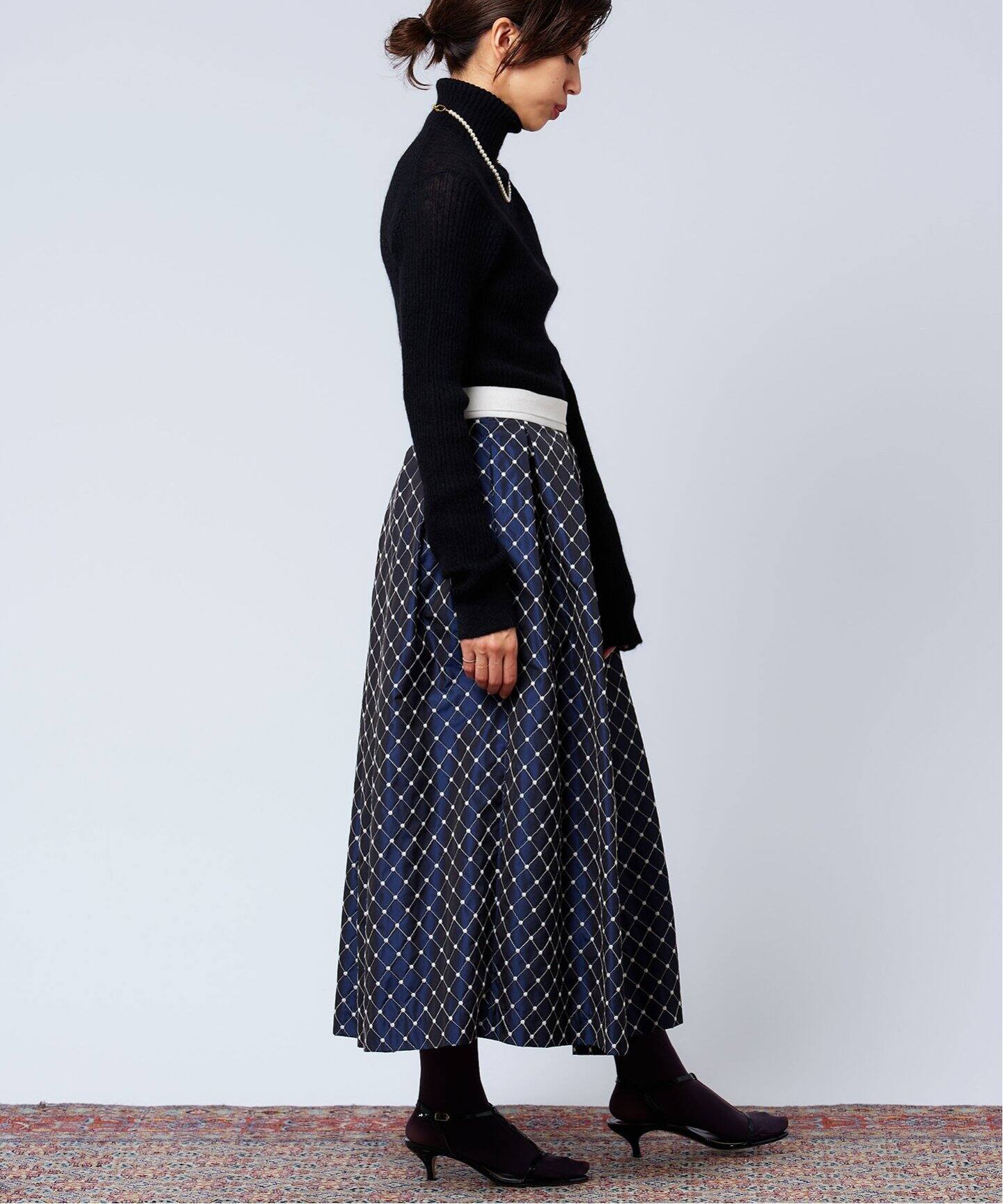 IENA LA BOUCLE ドットエンブロイダリータックスカート（その他 