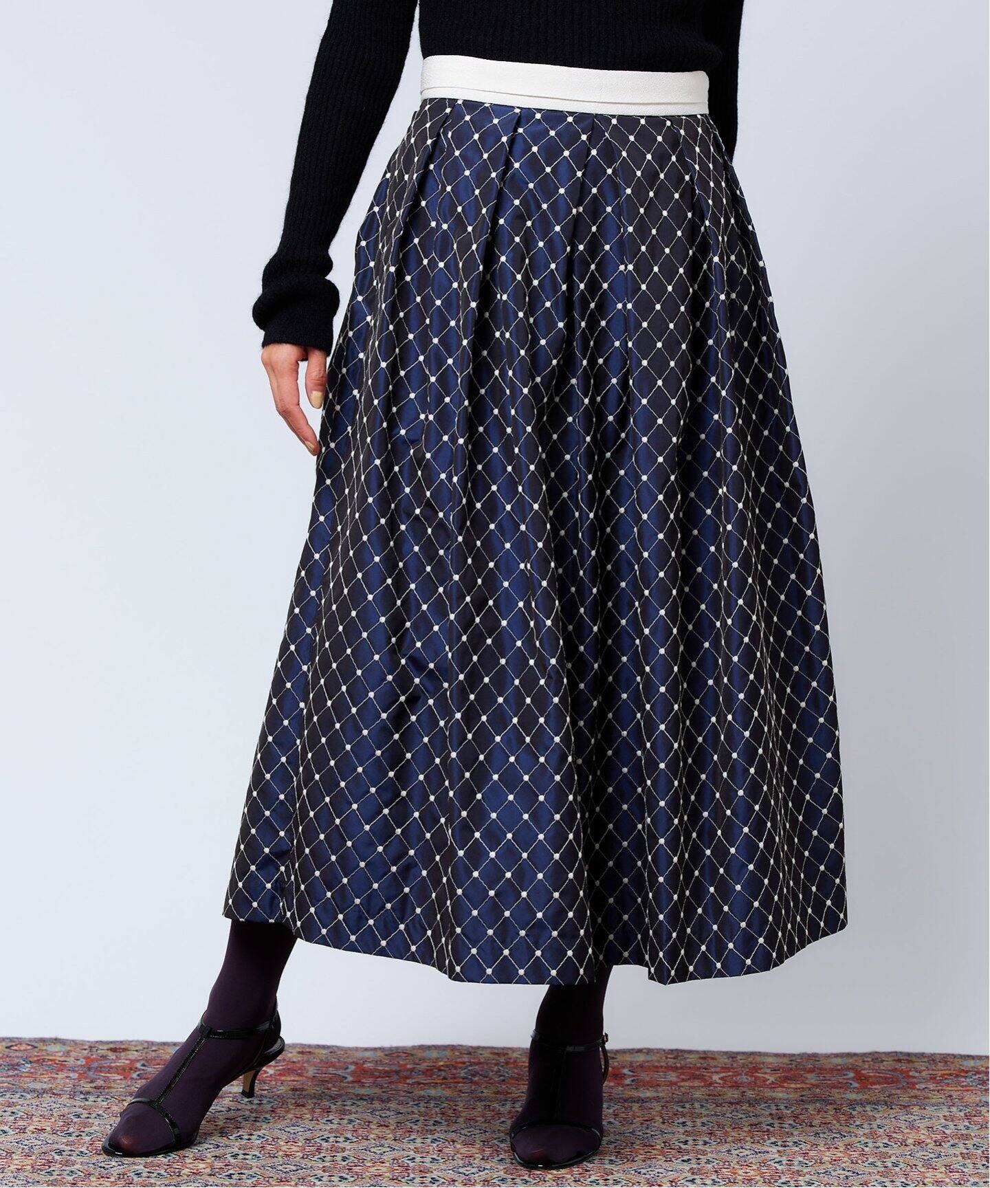 IENA LA BOUCLE ドットエンブロイダリータックスカート（その他  