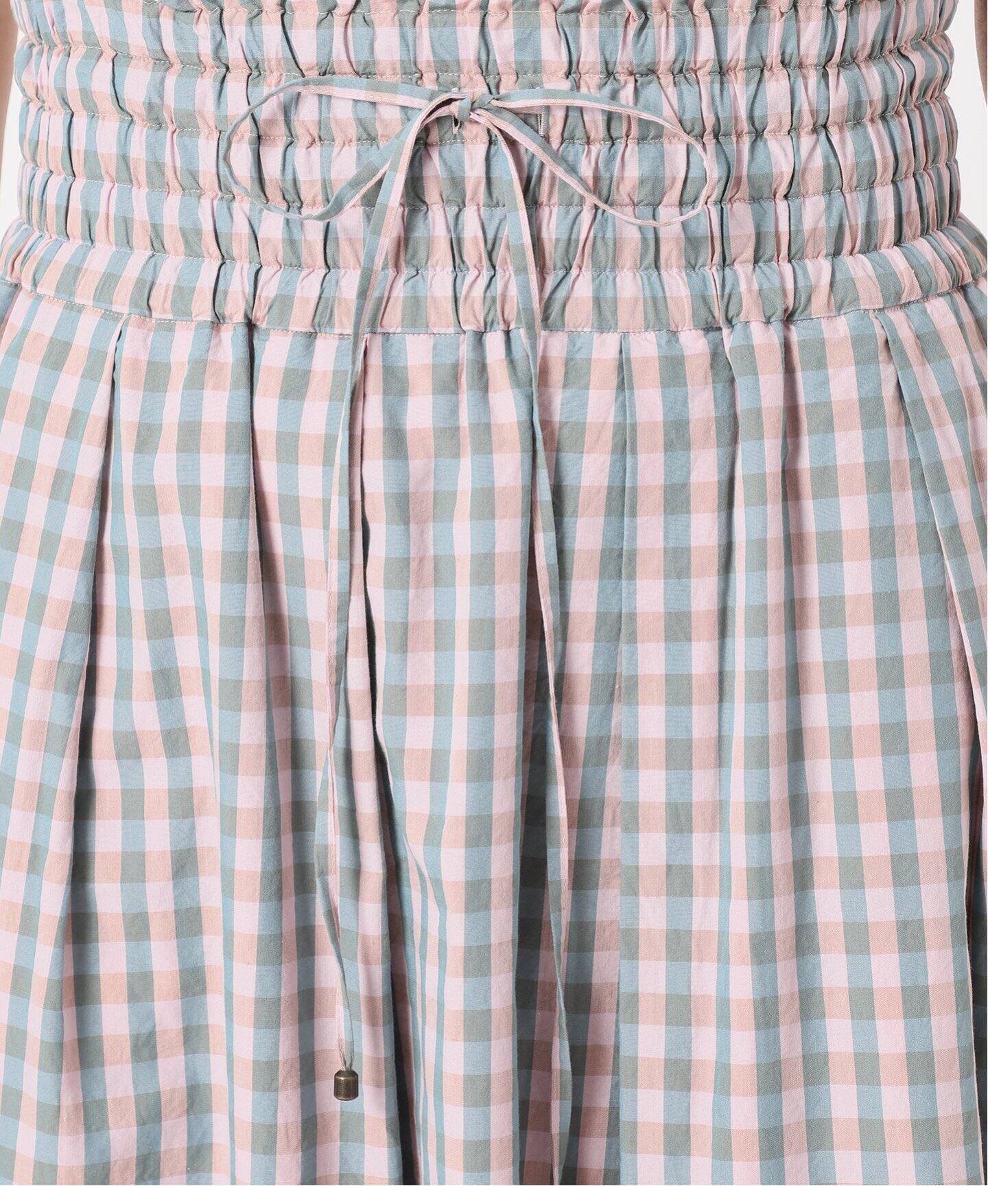 IENA LA BOUCLE C/CUギンガムギャザースカート（ロング・マキシ丈  