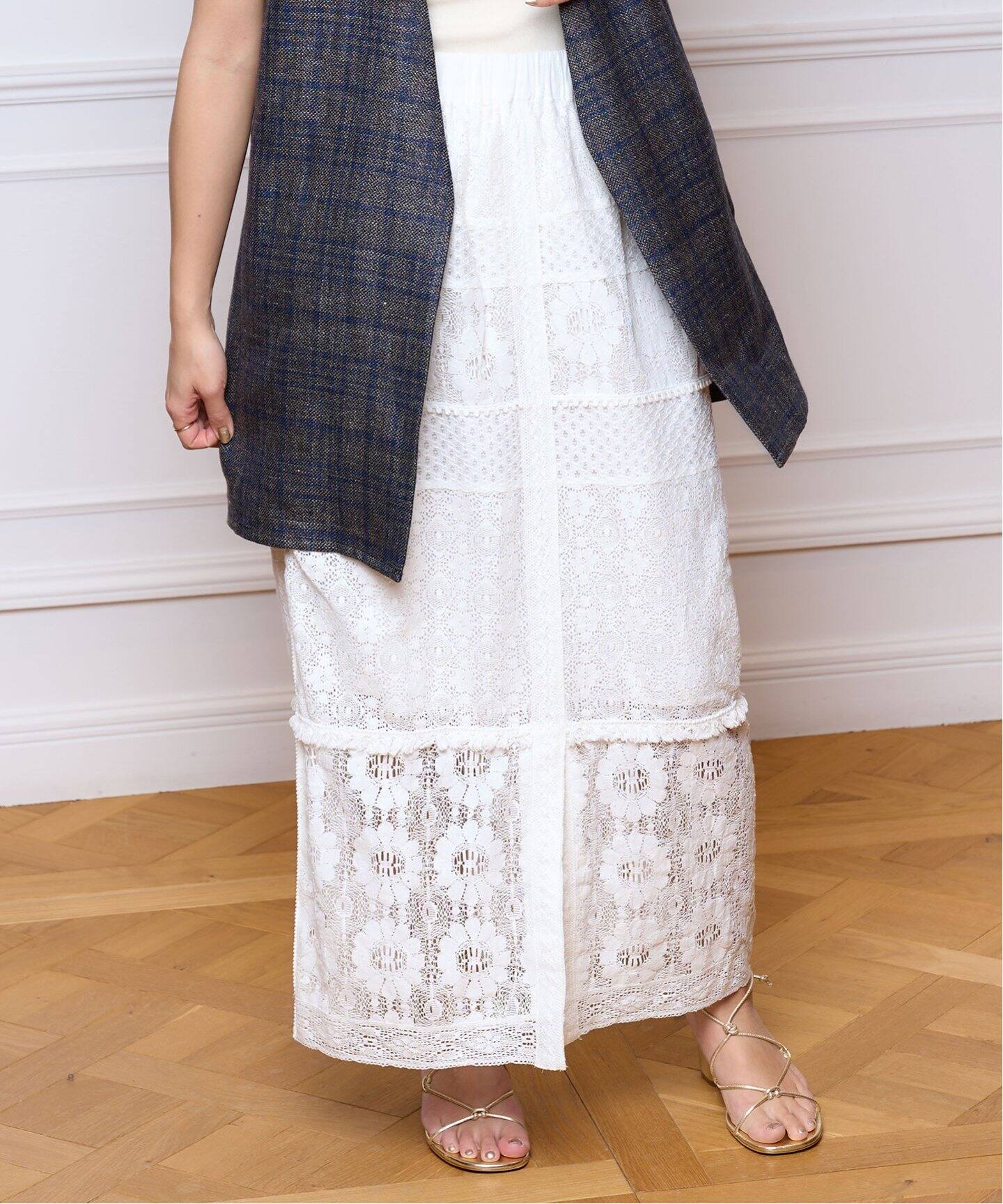 IENA LA BOUCLE cottonレース スカート（ロング・マキシ丈スカート 