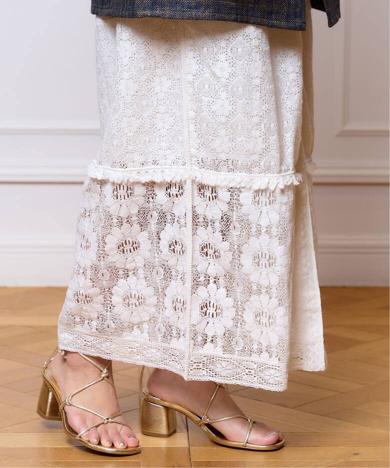 IENA LA BOUCLE cottonレース スカート（ロング・マキシ丈スカート  