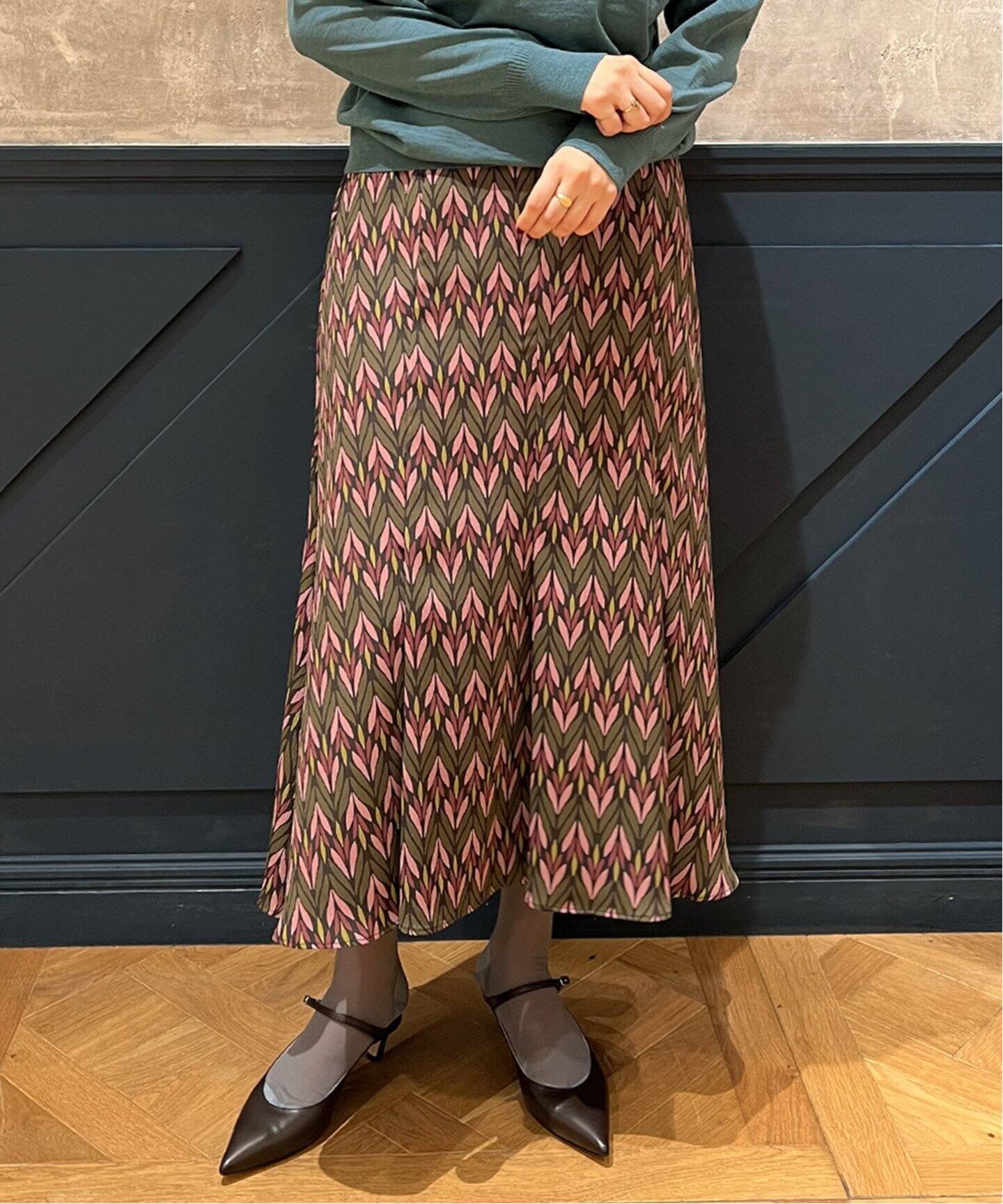 IENA LA BOUCLE フラワープリントパネルスカート 36