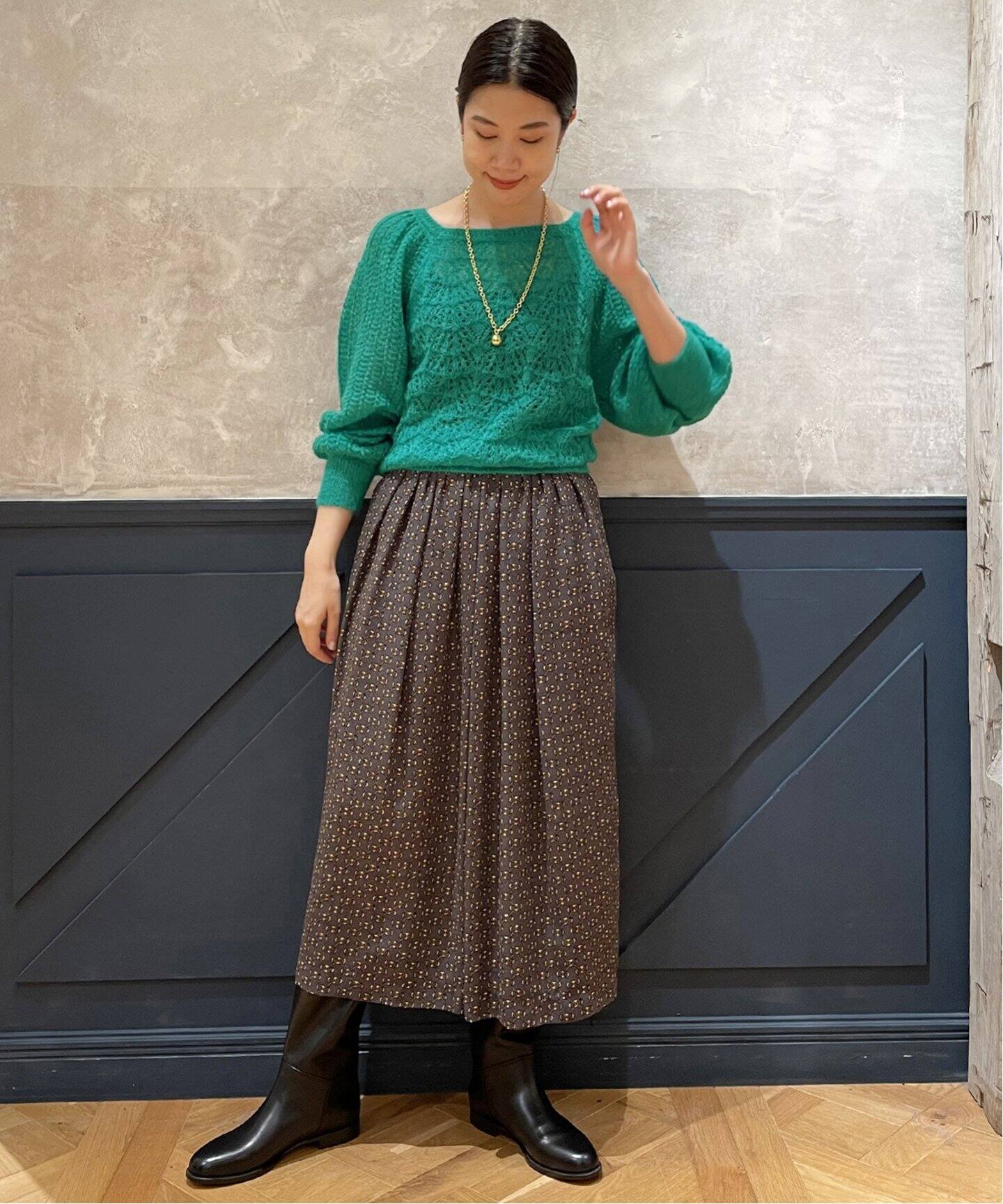 IENA LA BOUCLE ビットプリント スカート（ロング・マキシ丈スカート  