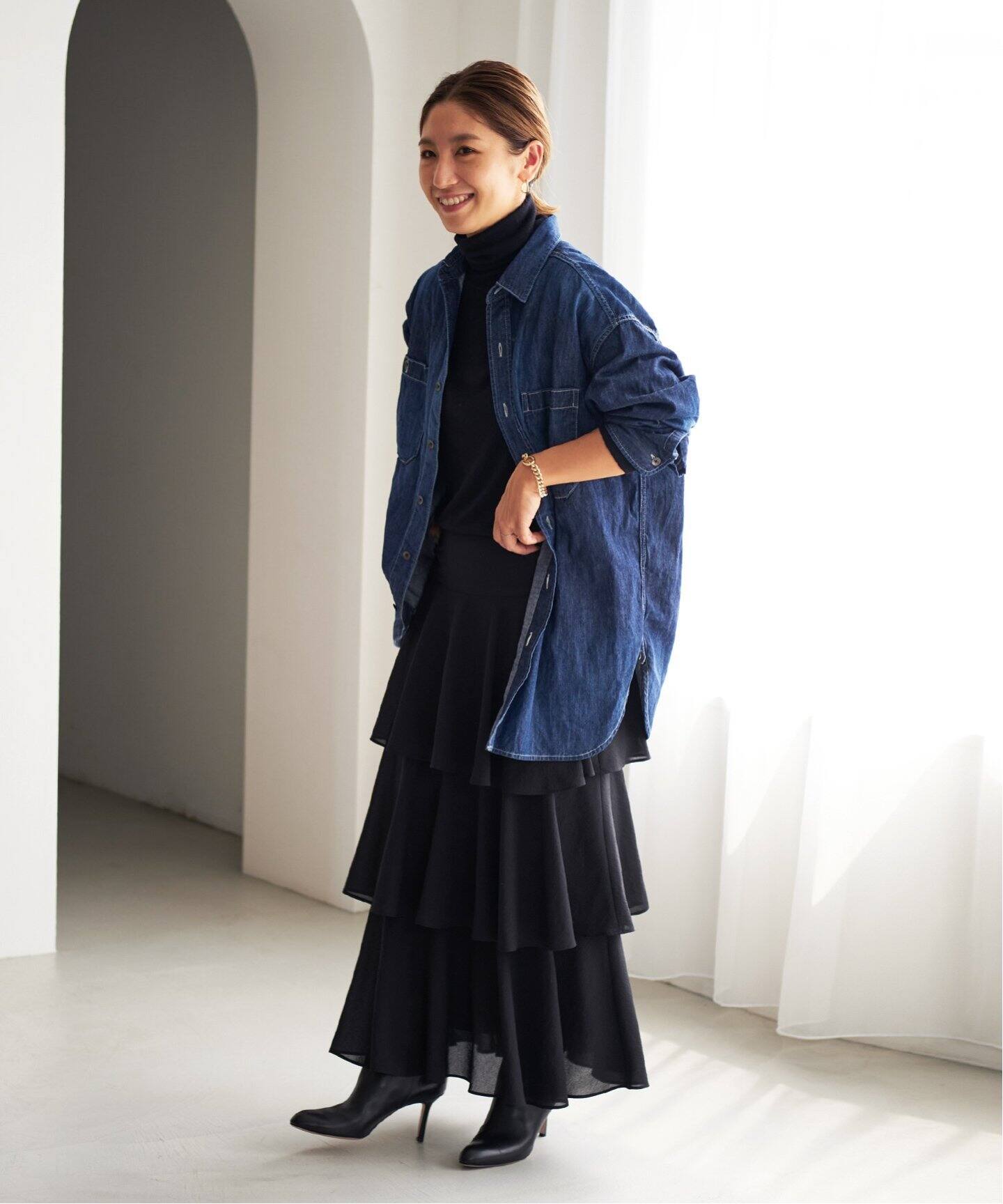 Georgette Tiered スカート（ロング・マキシ丈スカート）｜Plage  