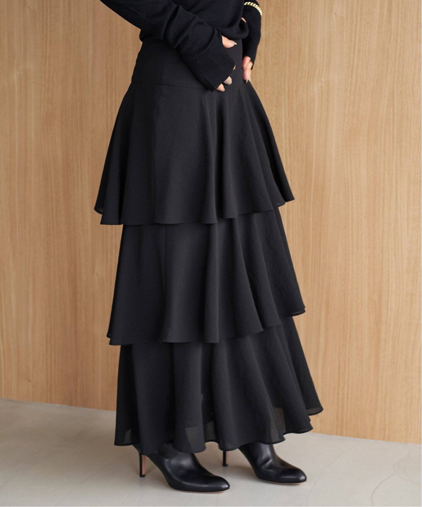 Georgette Tiered スカート（ロング・マキシ丈スカート）｜Plage  