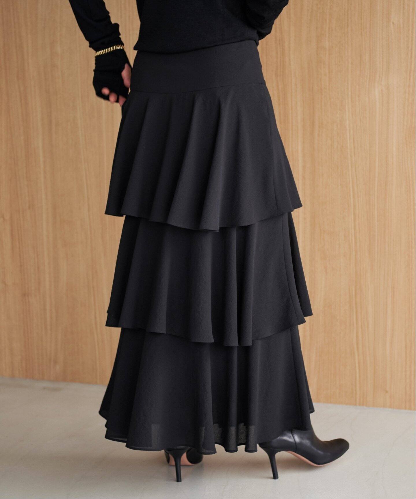 Georgette Tiered スカート（ロング・マキシ丈スカート）｜Plage  