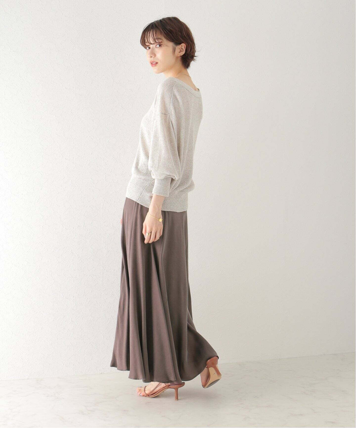 Washable Fibril ギャザーロングスカート（ロング・マキシ丈スカート  