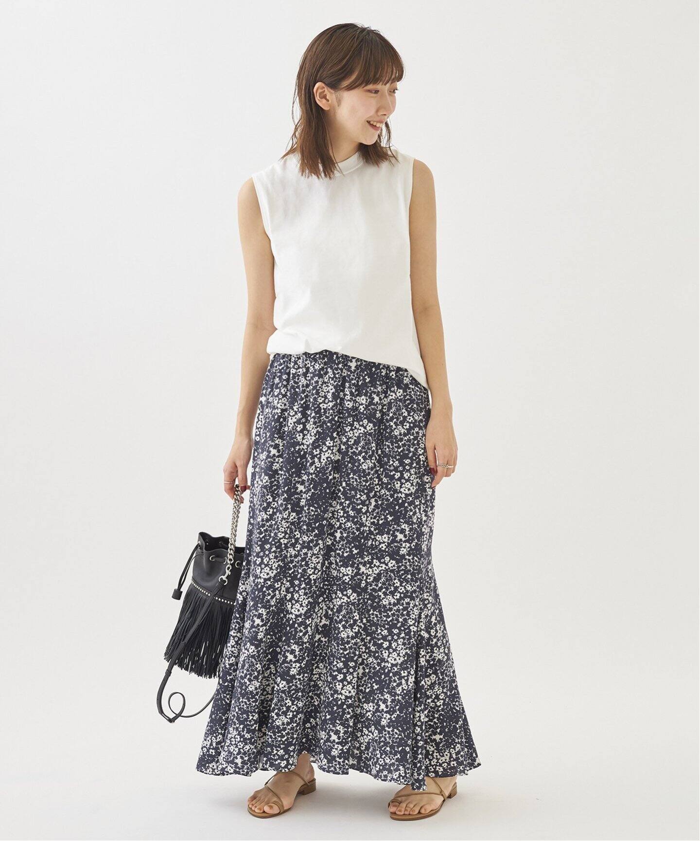 Contrast flower スカート◇（ロング・マキシ丈スカート）｜Plage 