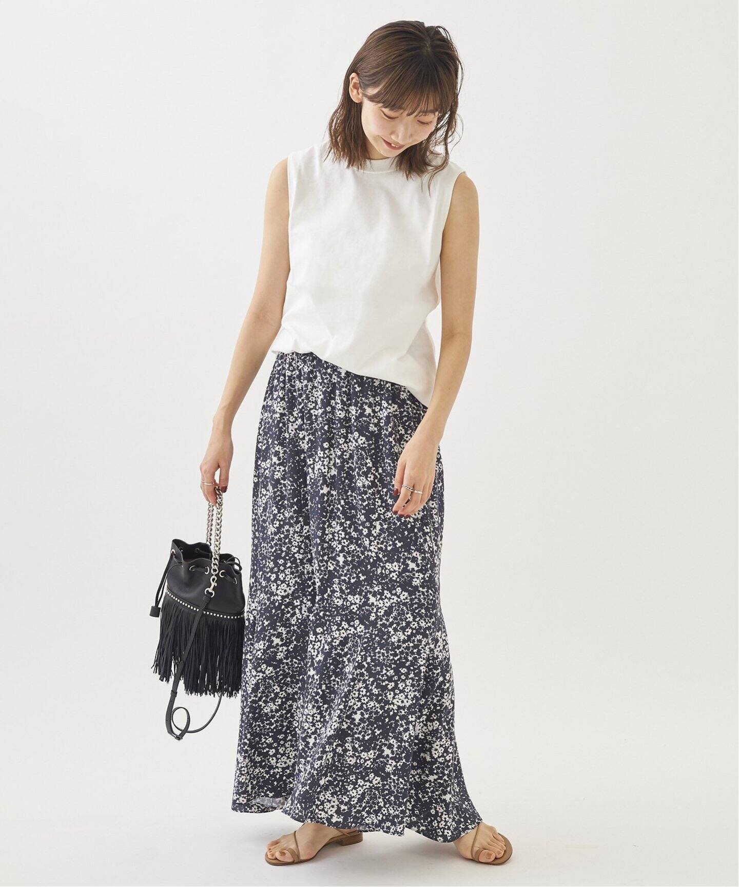 Contrast flower スカート◇（ロング・マキシ丈スカート）｜Plage 