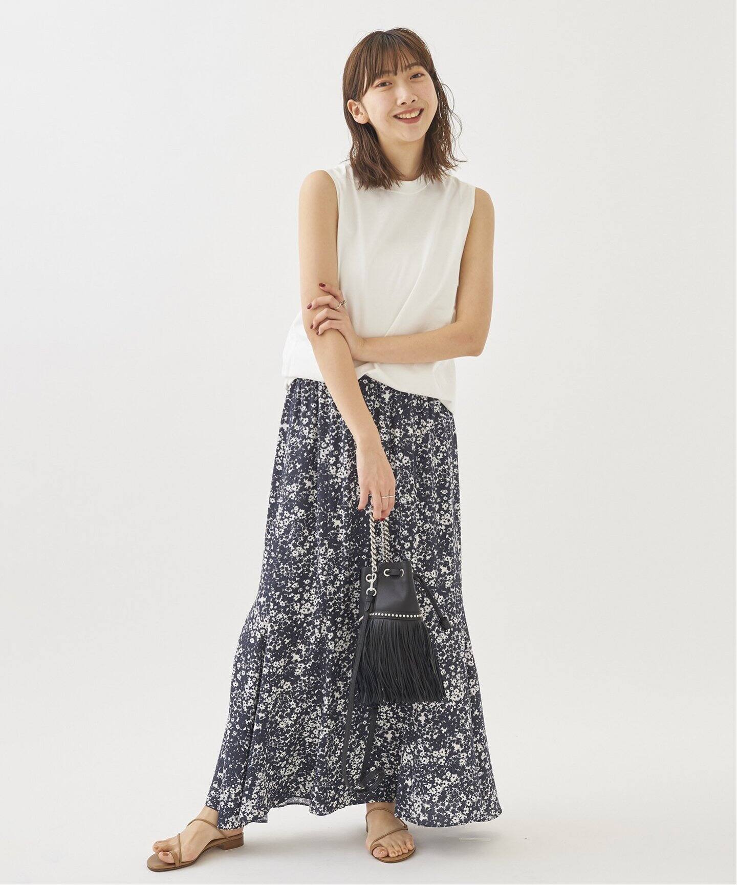 Contrast flower スカート◇（ロング・マキシ丈スカート）｜Plage  