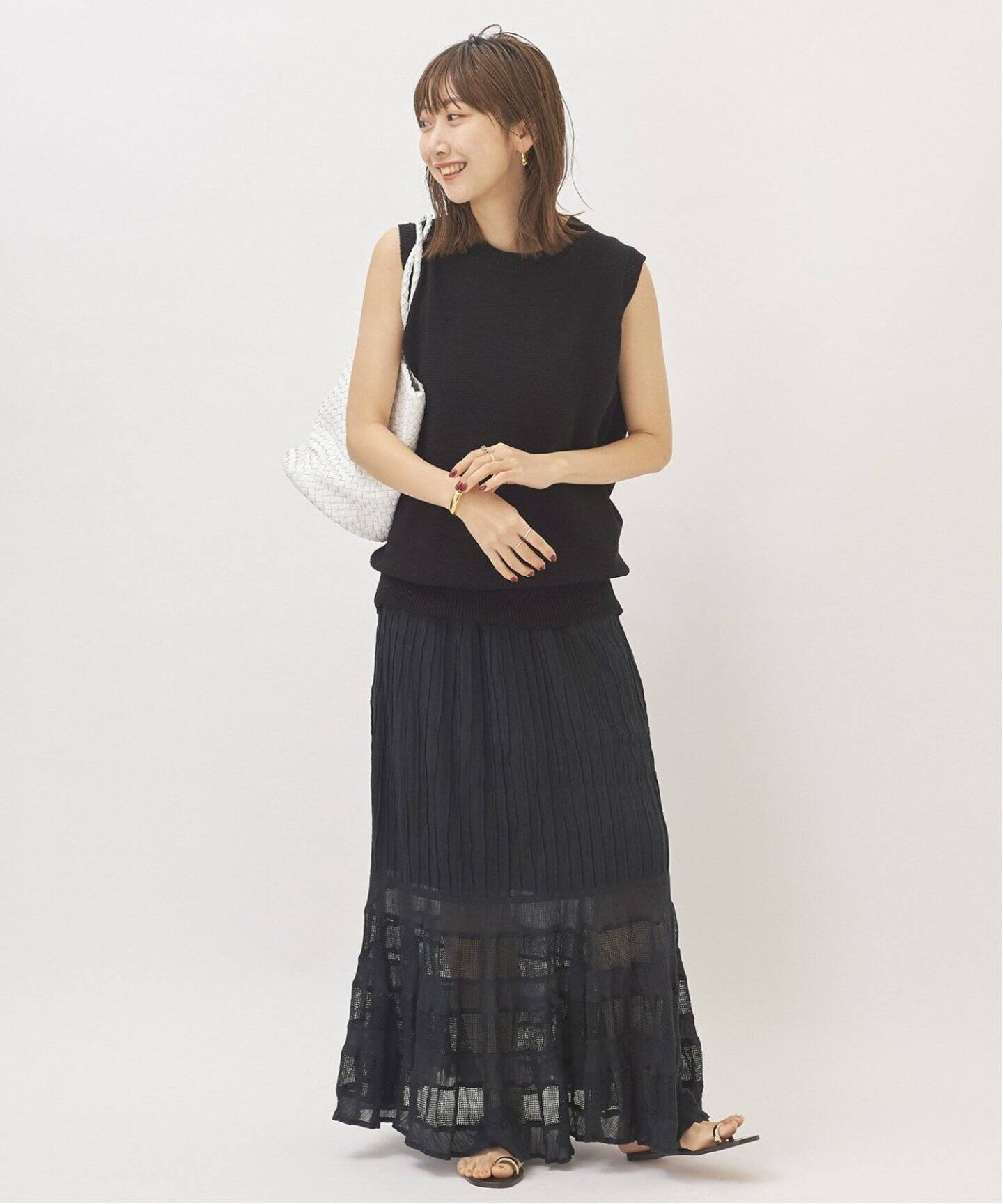 ○クレープ ティアードスカート2（ロング・マキシ丈スカート）｜Plage  