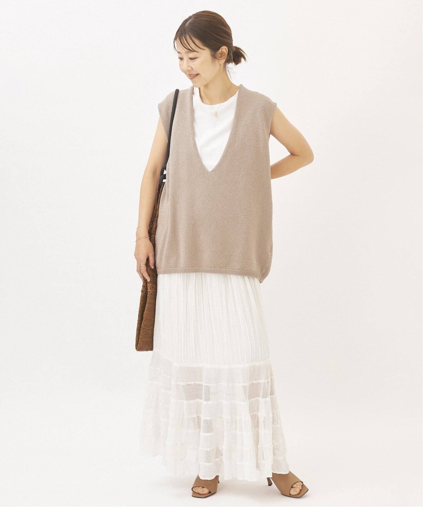 ○クレープ ティアードスカート2（ロング・マキシ丈スカート）｜Plage  