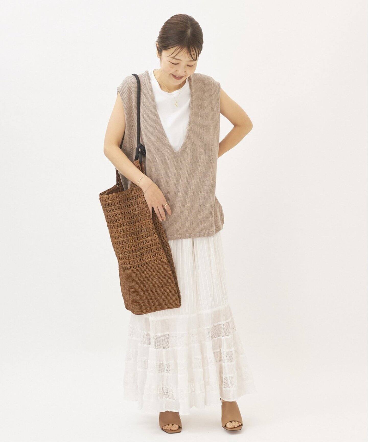 ○クレープ ティアードスカート2（ロング・マキシ丈スカート）｜Plage  