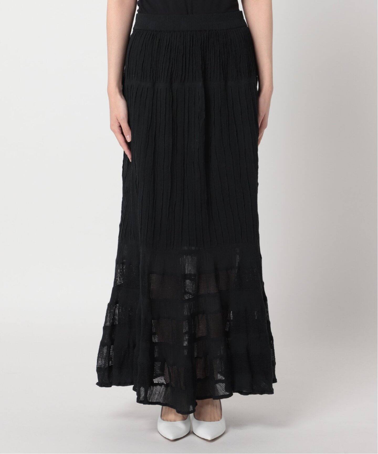 ○クレープ ティアードスカート2（ロング・マキシ丈スカート）｜Plage  