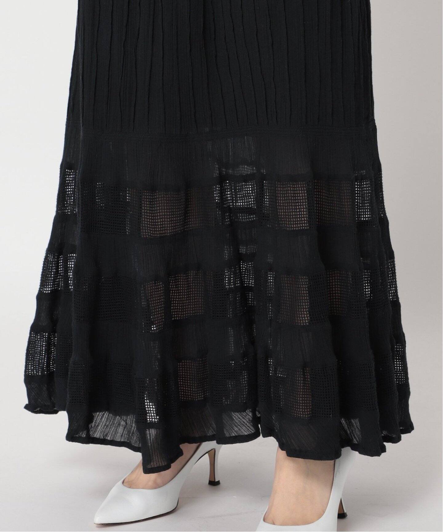 ○クレープ ティアードスカート2（ロング・マキシ丈スカート）｜Plage  