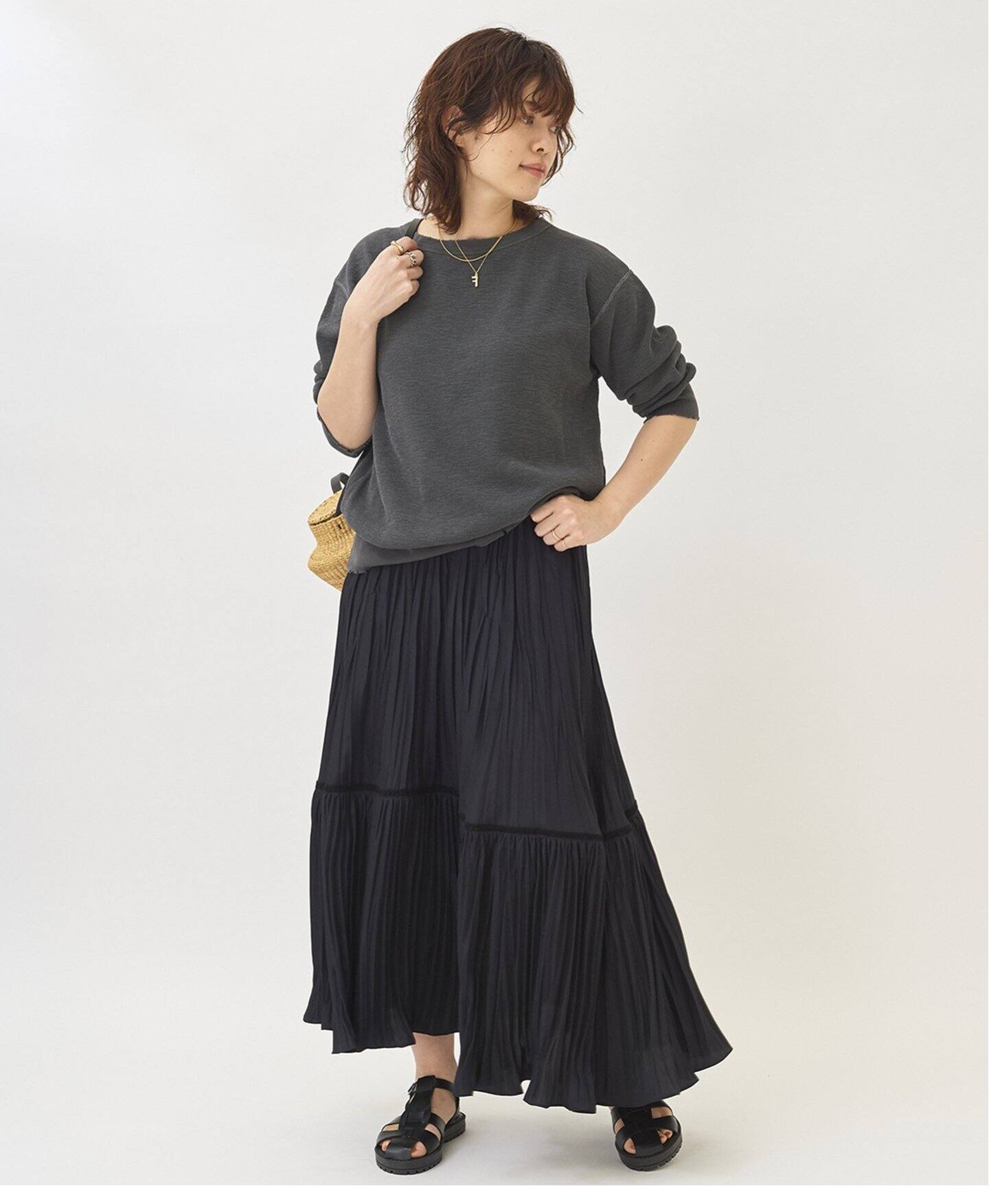 ワッシャーティアードスカート◇（ロング・マキシ丈スカート）｜Plage  