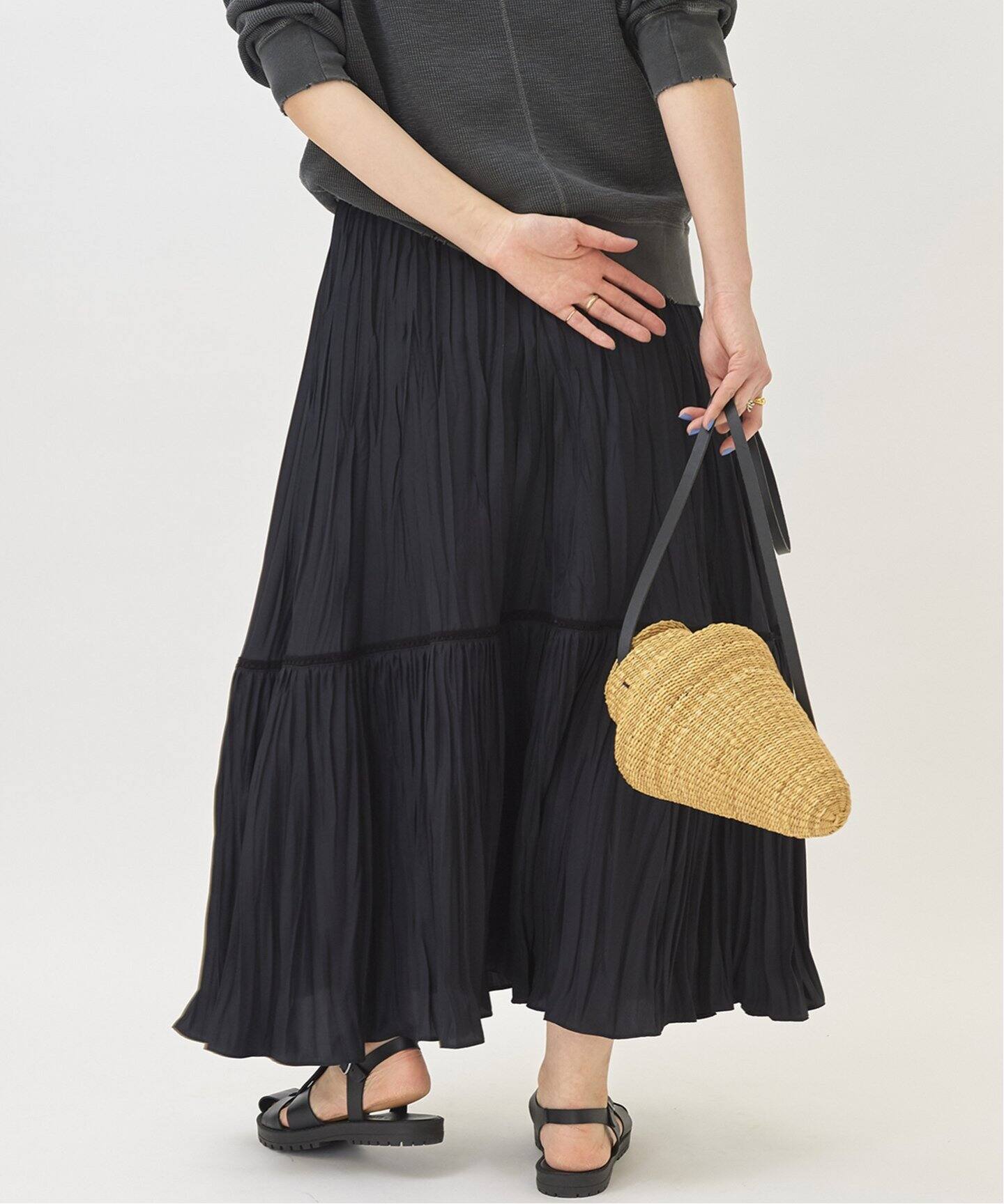 ワッシャーティアードスカート◇（ロング・マキシ丈スカート）｜Plage  