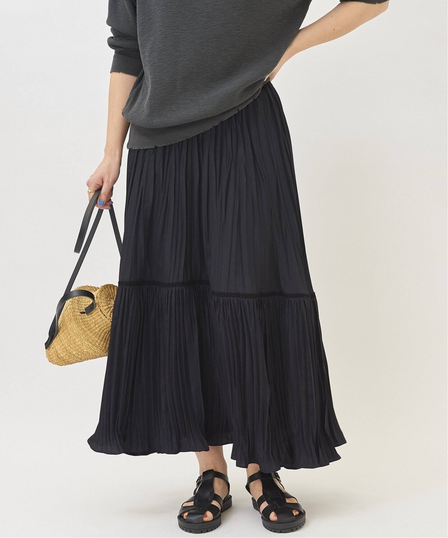 ワッシャーティアードスカート◇（ロング・マキシ丈スカート）｜Plage  