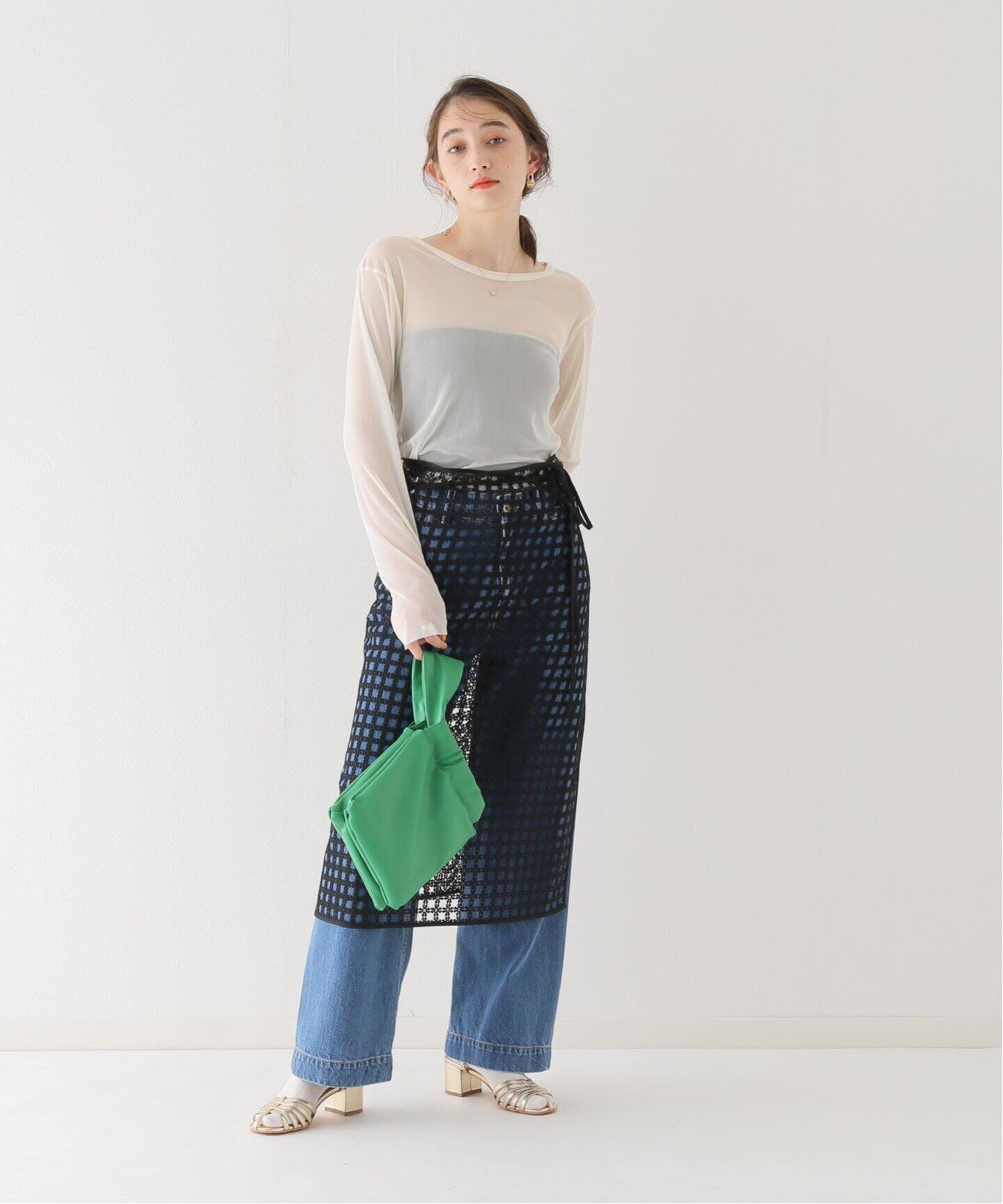 SLOBE citron. フラワーレースラップスカート（ロング・マキシ丈  