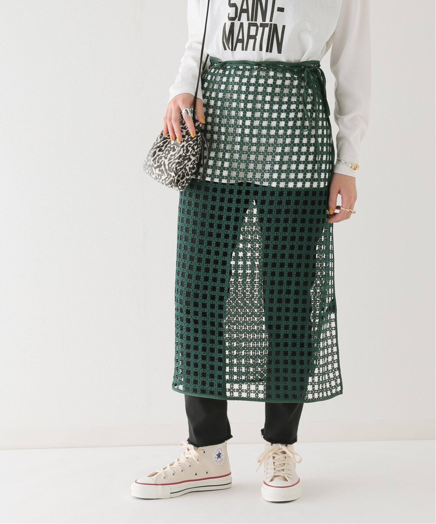 SLOBE citron. フラワーレースラップスカート（ロング・マキシ丈  