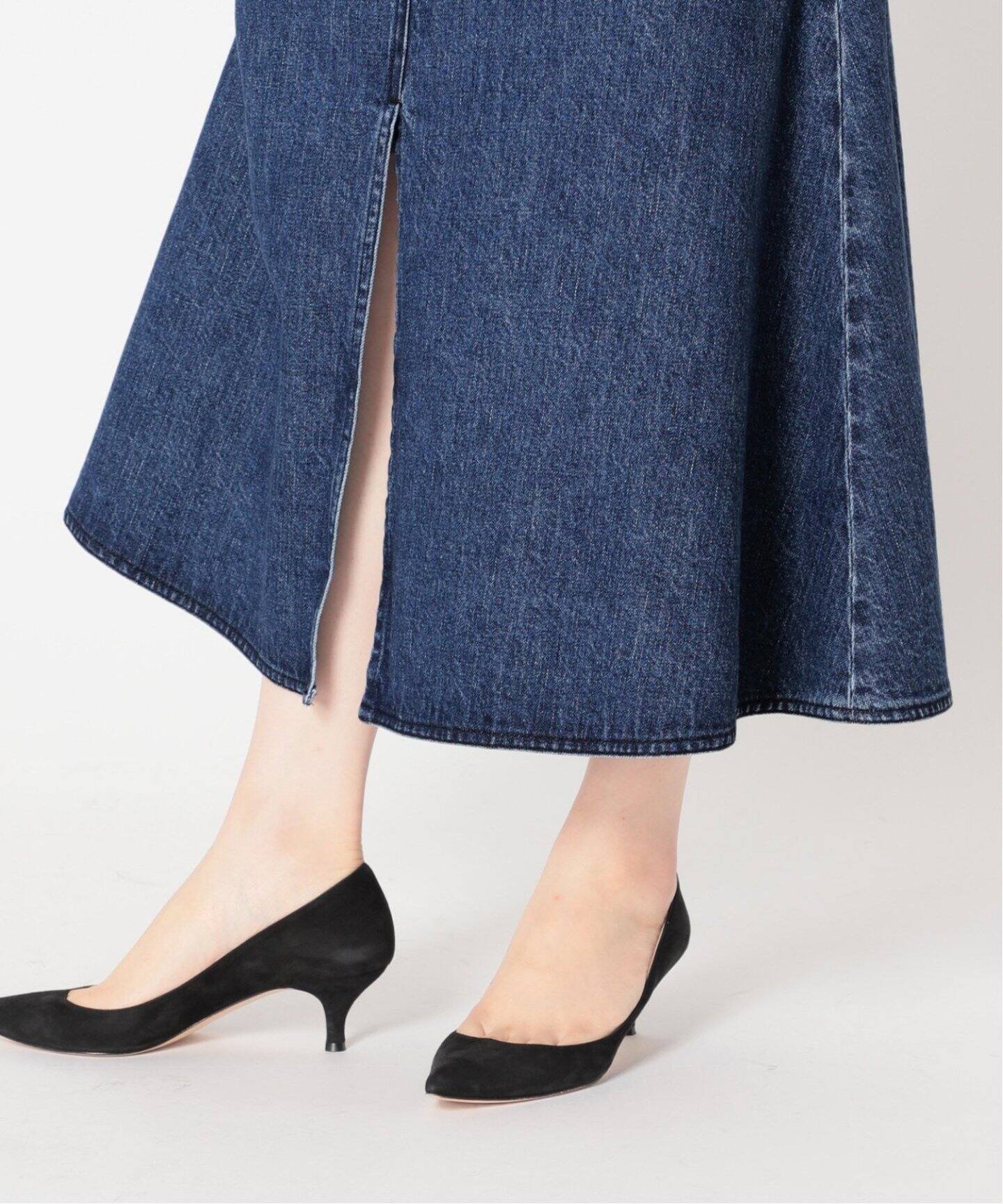 追加》デニムWステッチスカート（ロング・マキシ丈スカート）｜VERMEIL  