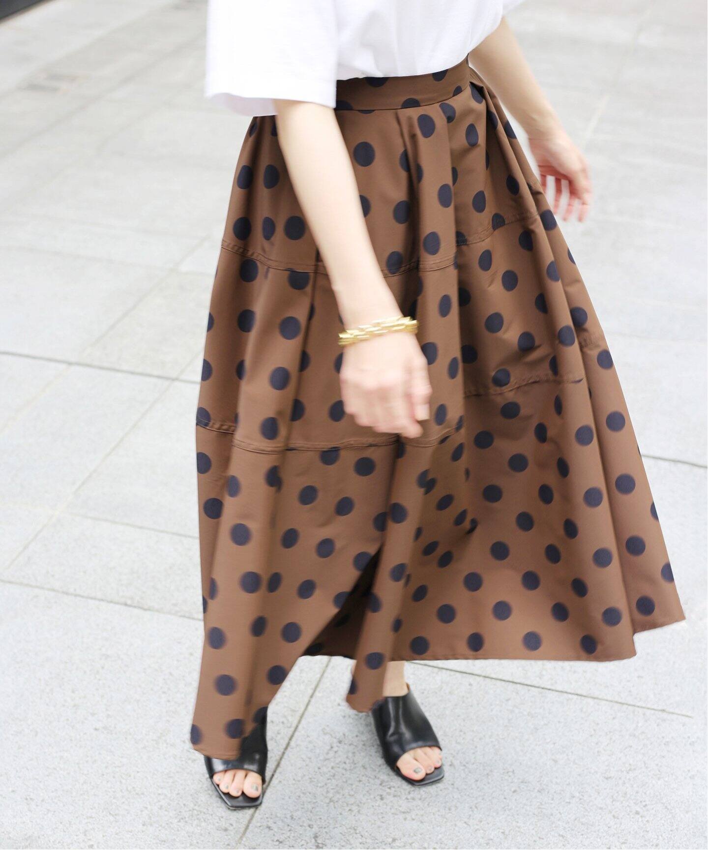 追加》タフタドットプリント ロングスカート（その他スカート  