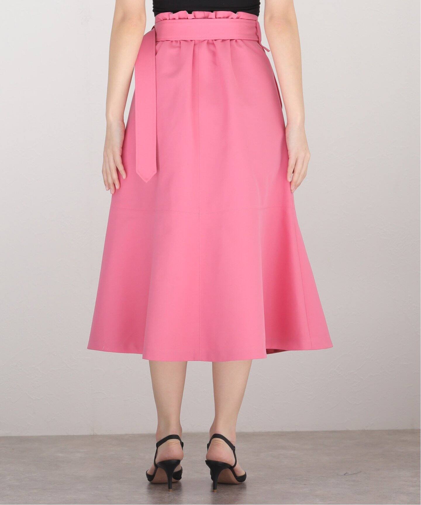 コットンWクロスギャバベルテッドセミフレアスカート（その他スカート  