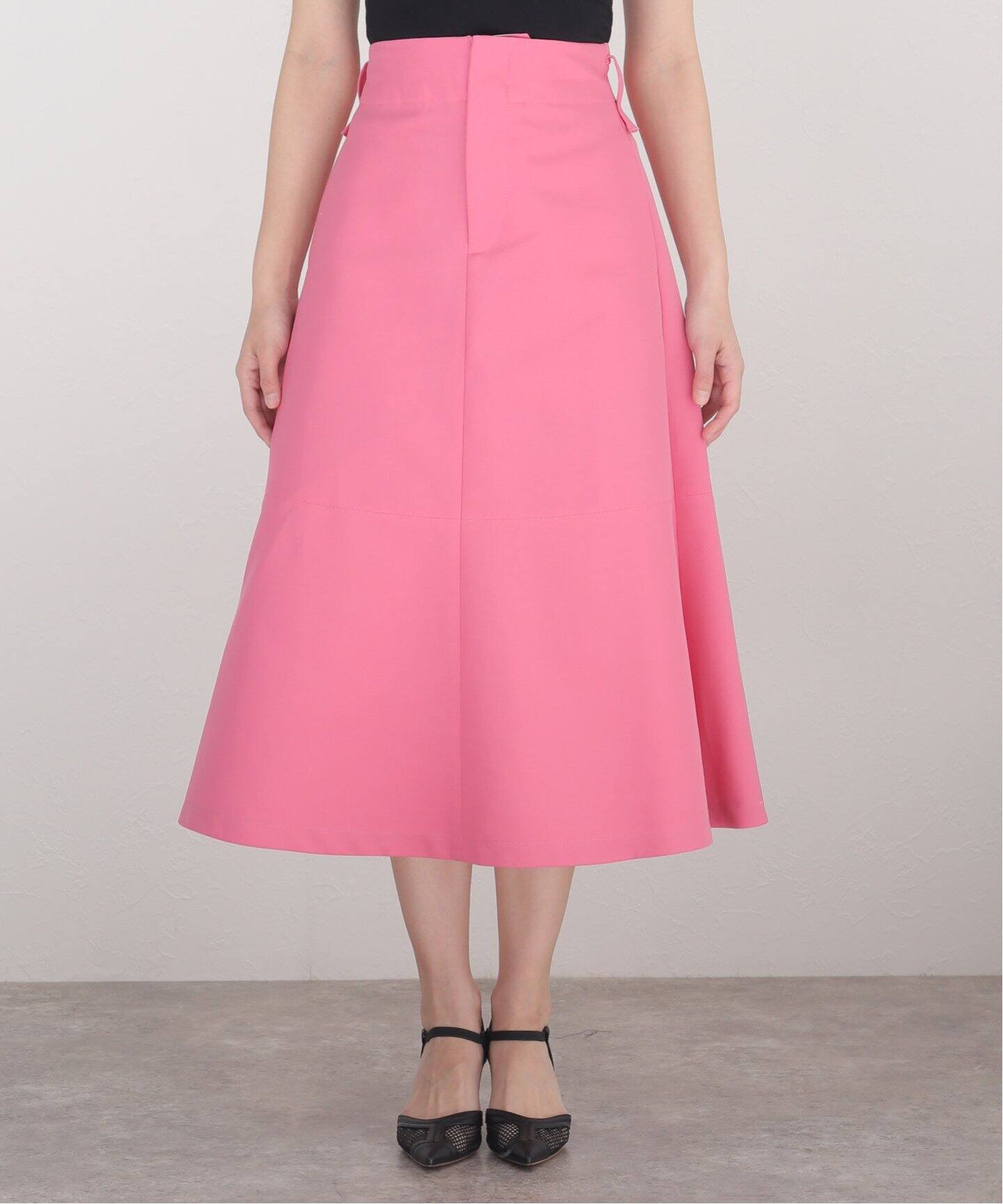 コットンWクロスギャバベルテッドセミフレアスカート（その他スカート  