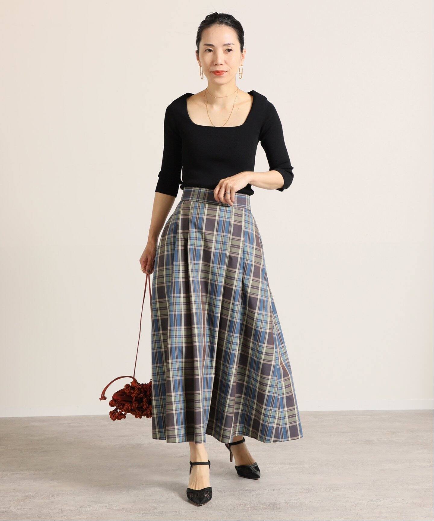 ブルーマドラス タフタロングスカート（その他スカート）｜VERMEIL par  