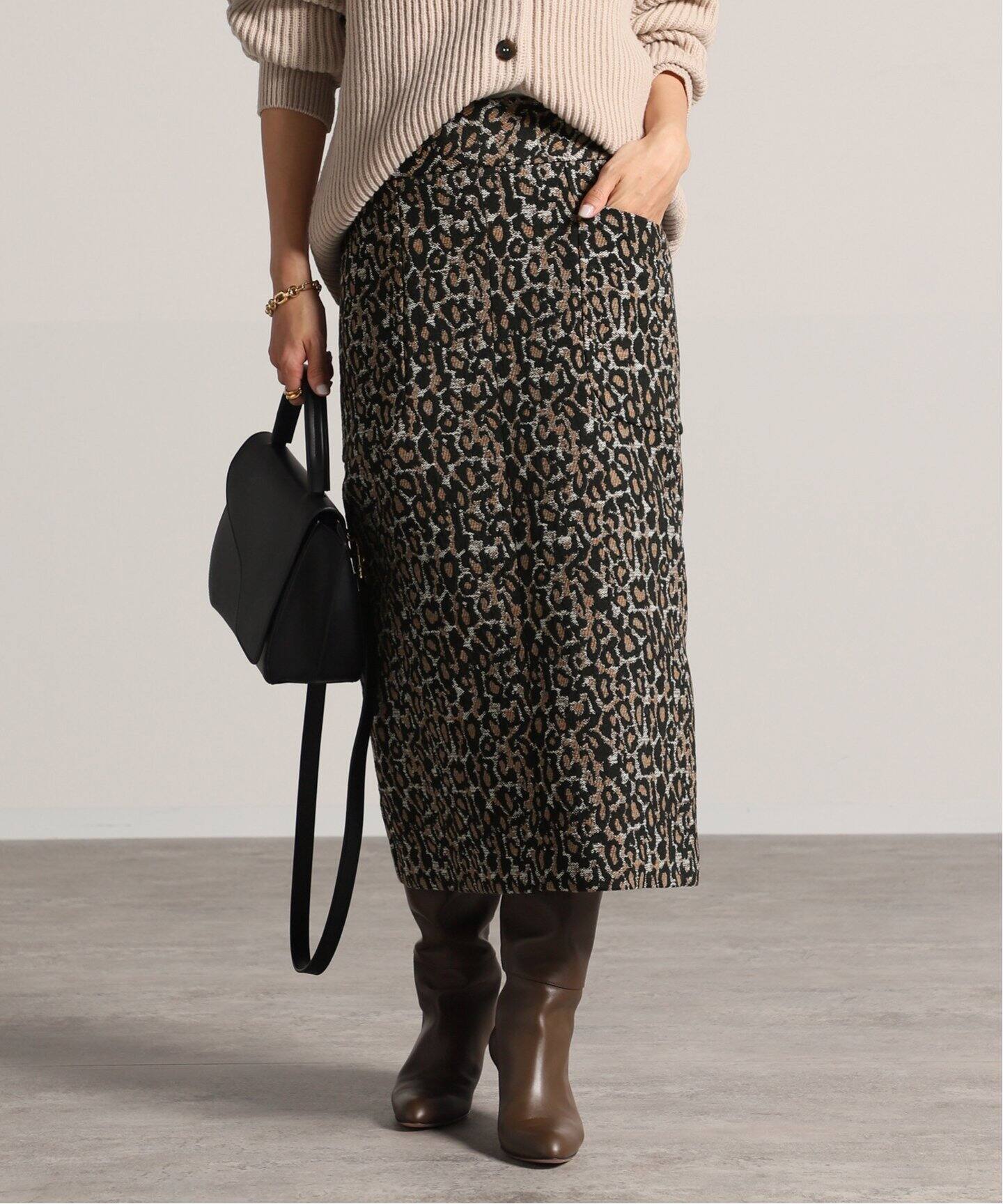 レオパードジャガードタイトスカート（その他スカート）｜VERMEIL par  