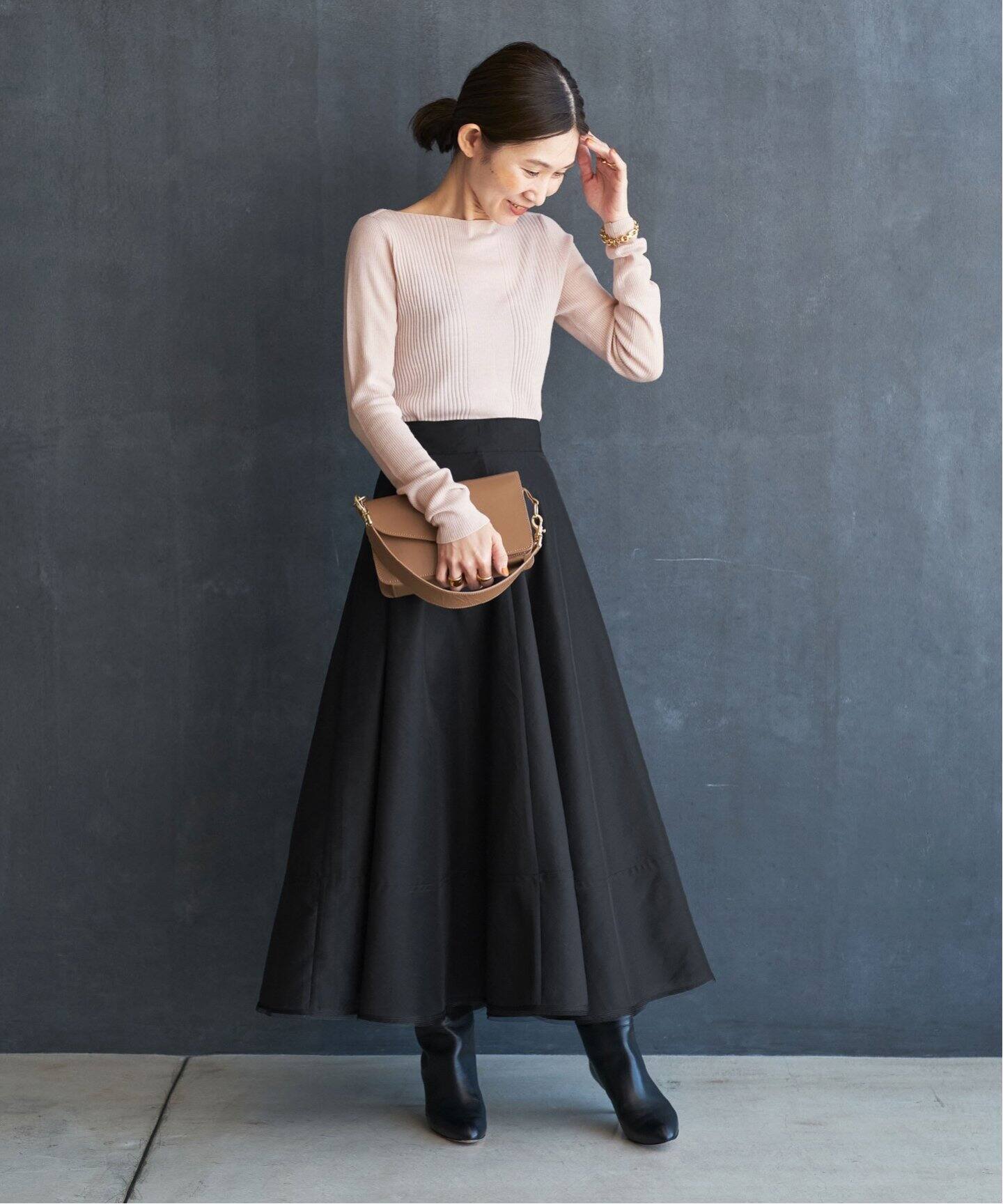 スパンオーガンジーフレアスカート（ロング・マキシ丈スカート  