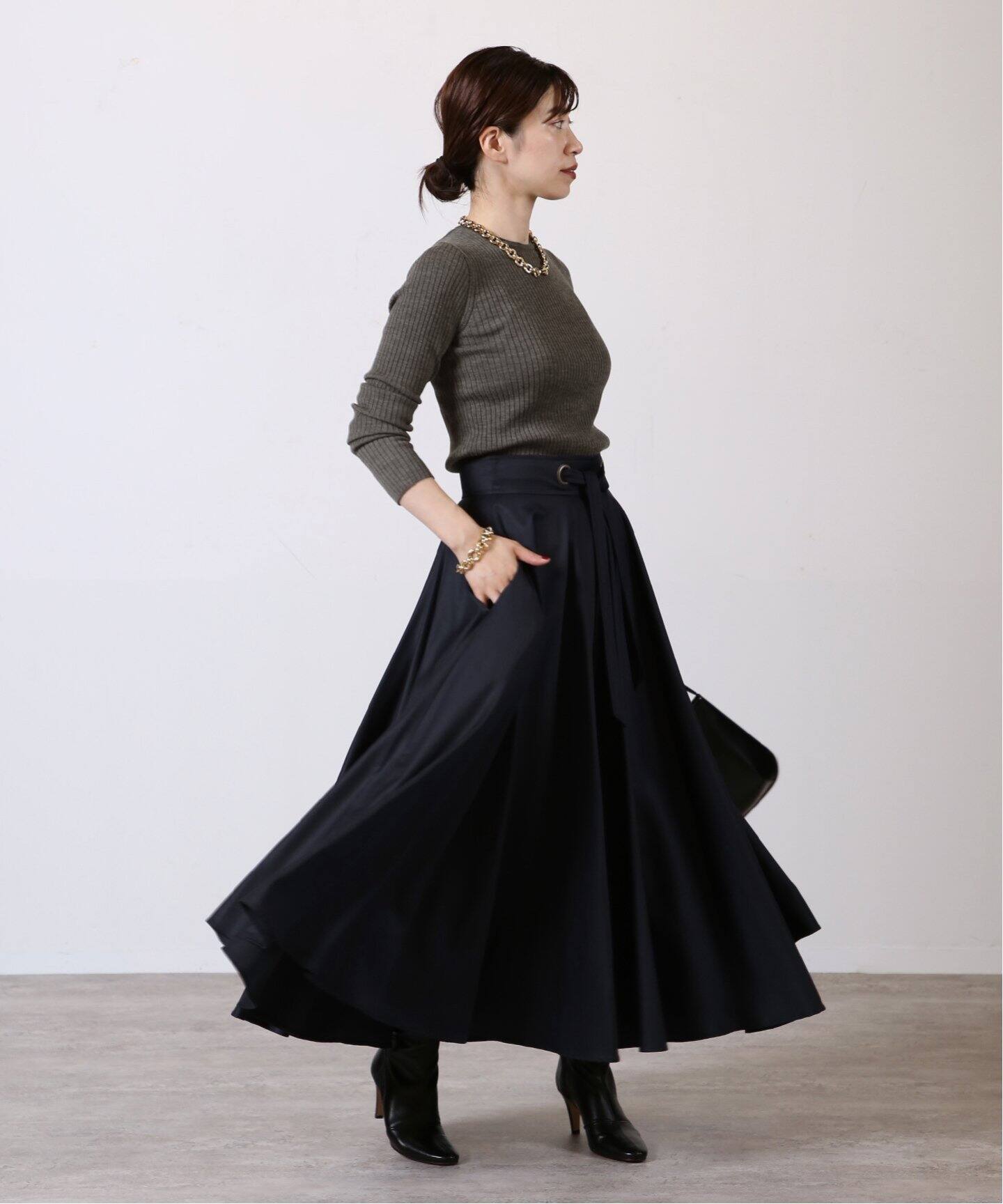 MARTIN GRANT/マーティングラント】CIRCLE SKIRT W TIE BELT（ロング 