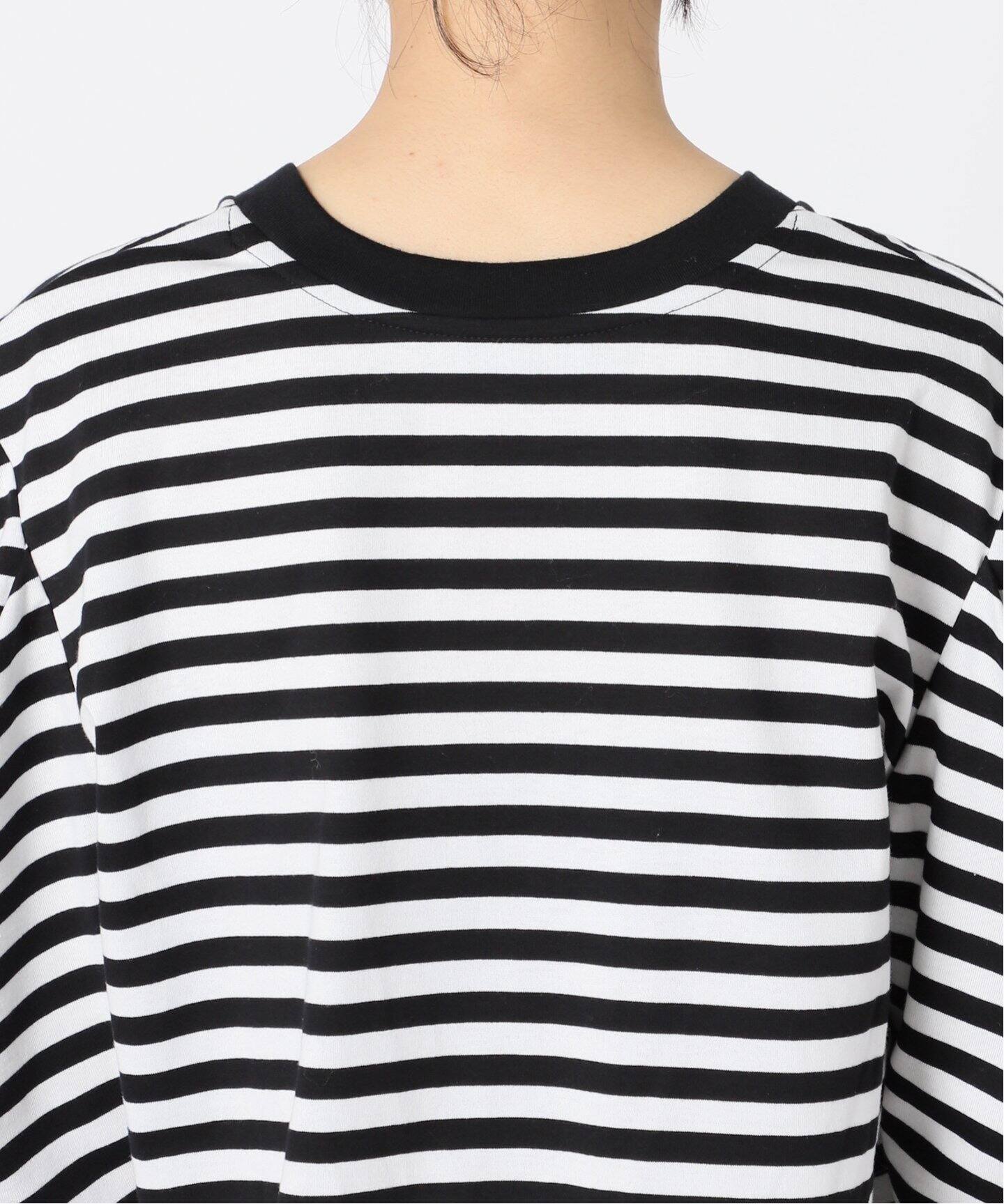 ボーダーパワーショルダーTEE：カットソー（Tシャツ／カットソー 