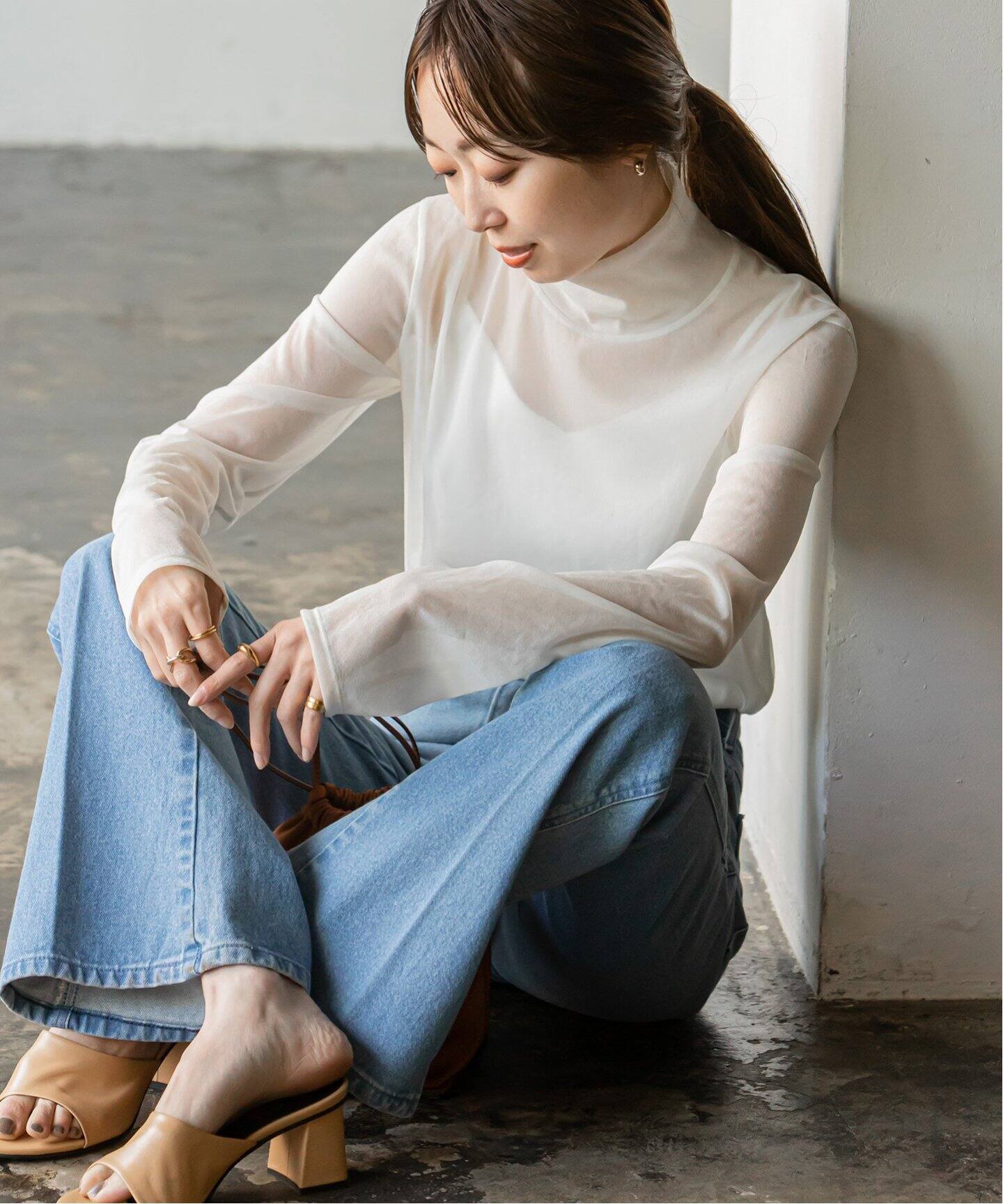 シアースキニーハイネックトップス3◇（Tシャツ／カットソー）｜NOBLE 