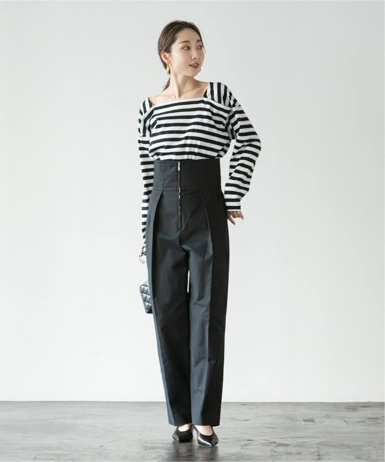 Rene スクエアネックボーダー爽やかワンピース ワンピース