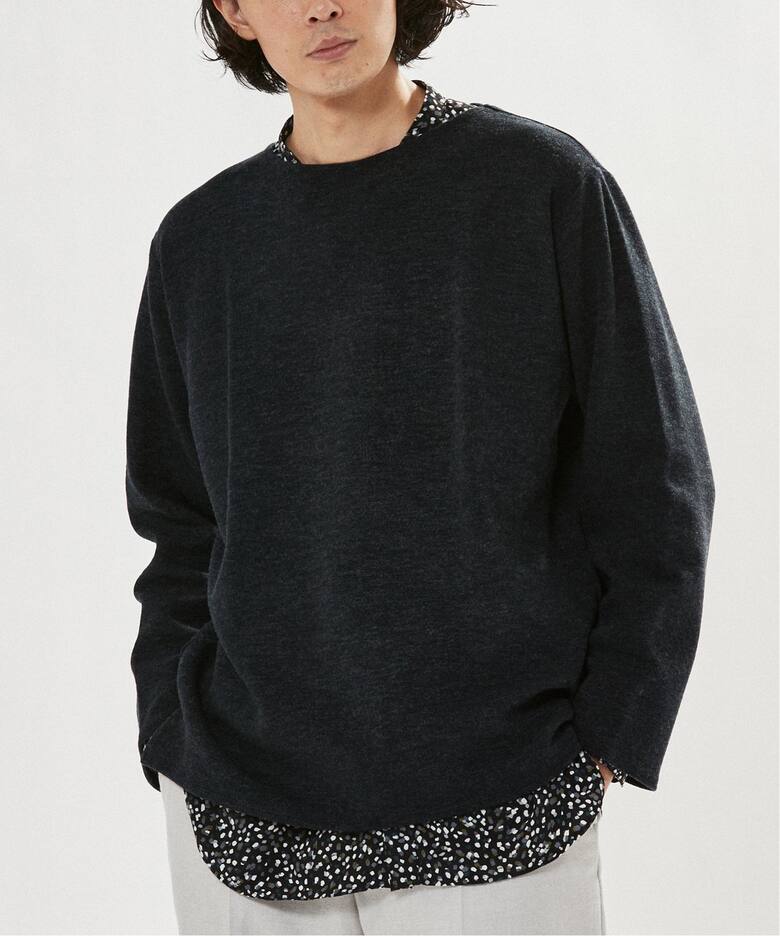 ウール ダブルニット ボートネック ロングスリーブ Tシャツ（Tシャツ 