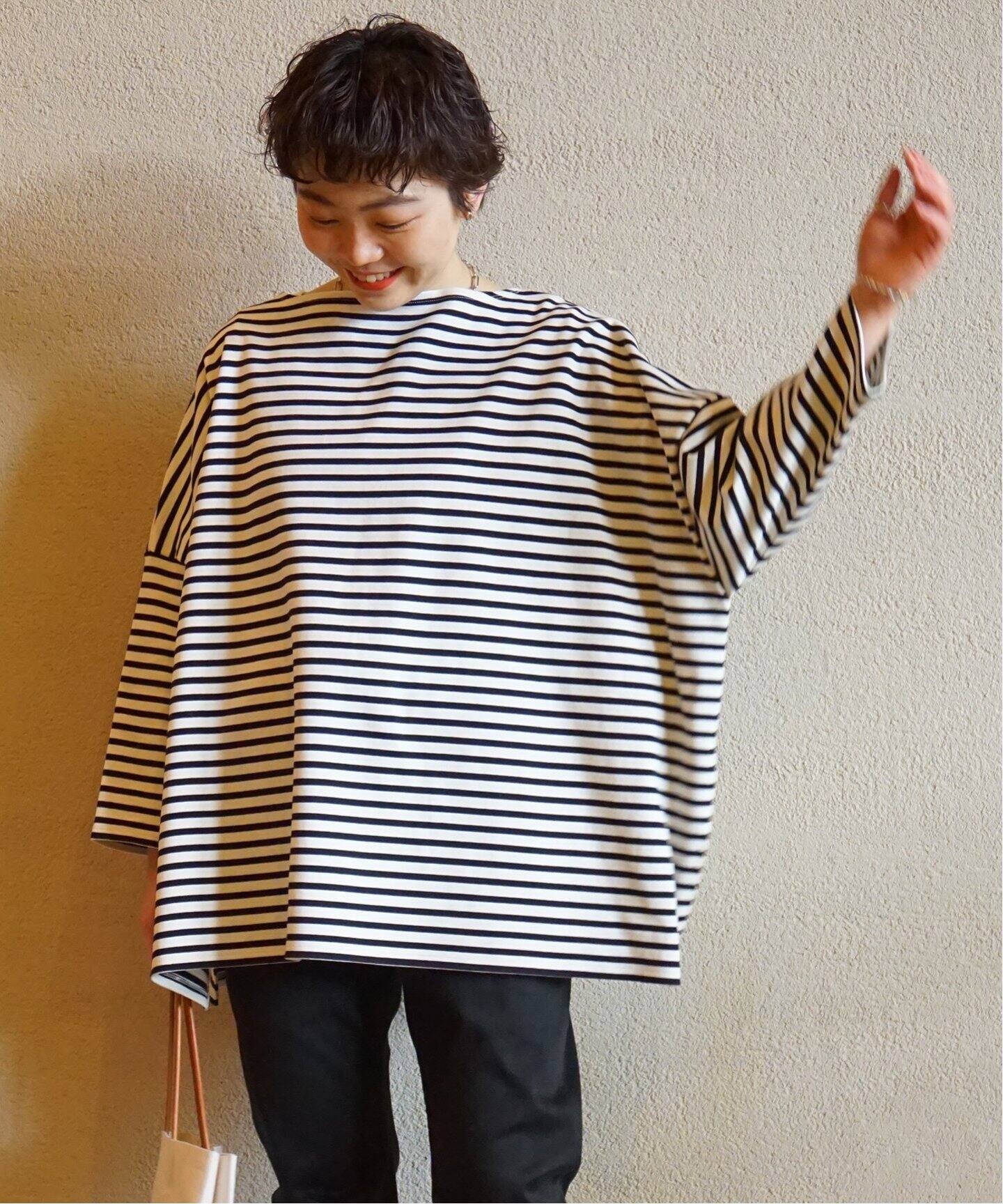 ミラノリブボーダー ボートネックプルオーバー（Tシャツ／カットソー  