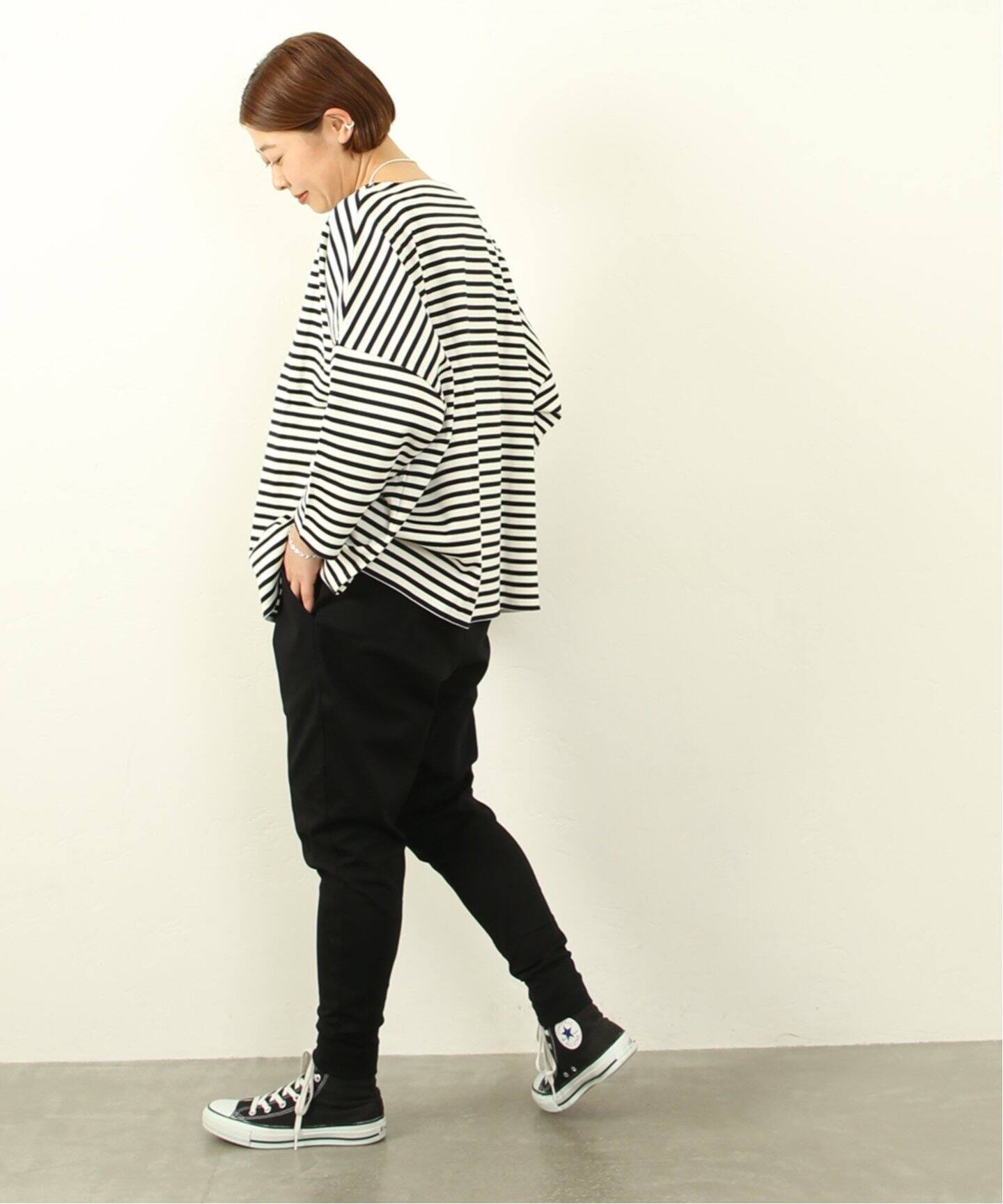 ミラノリブボーダー ボートネックプルオーバー（Tシャツ／カットソー  