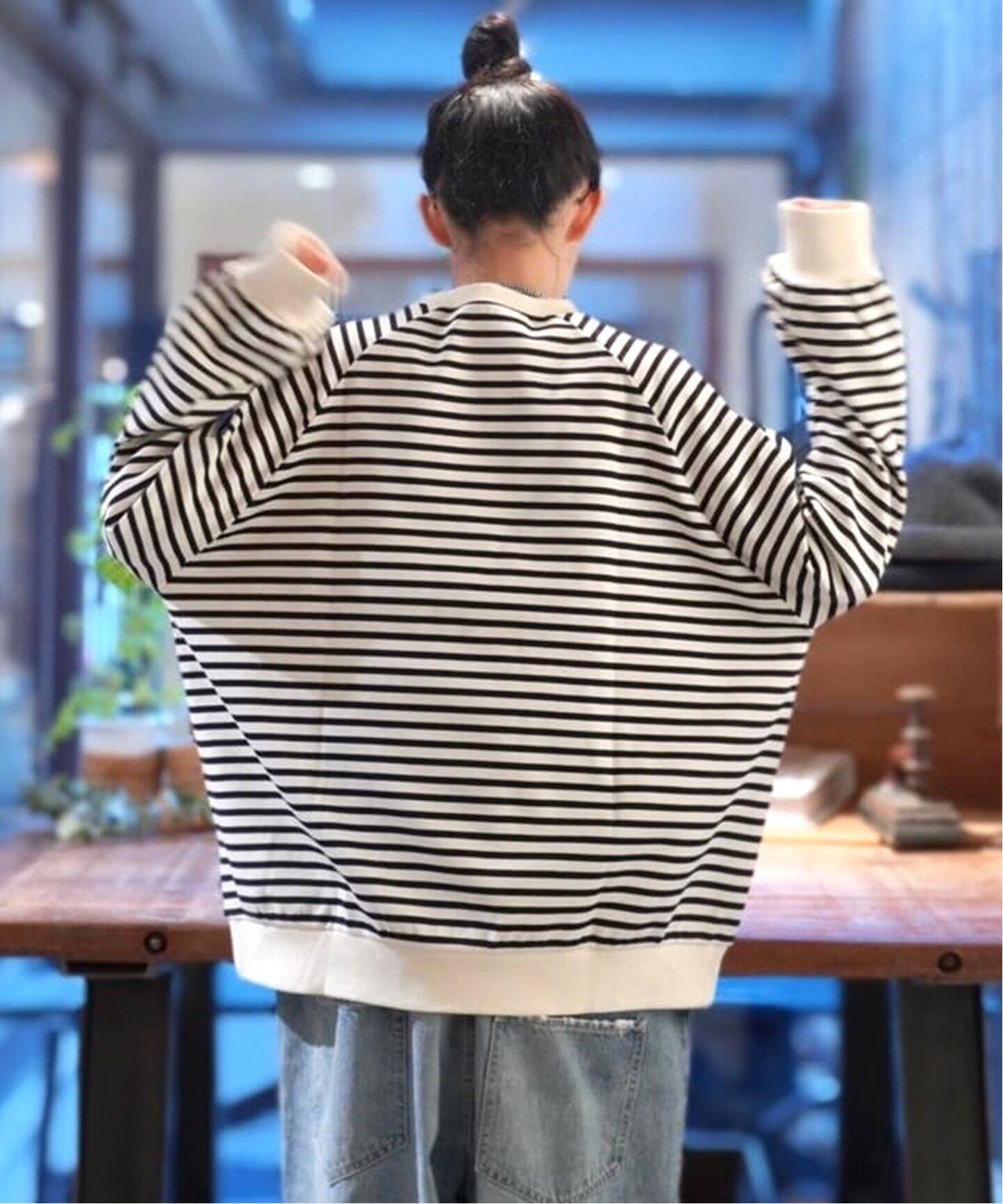 ミラノリブボーダー クルーネックプルオーバー（Tシャツ／カットソー 
