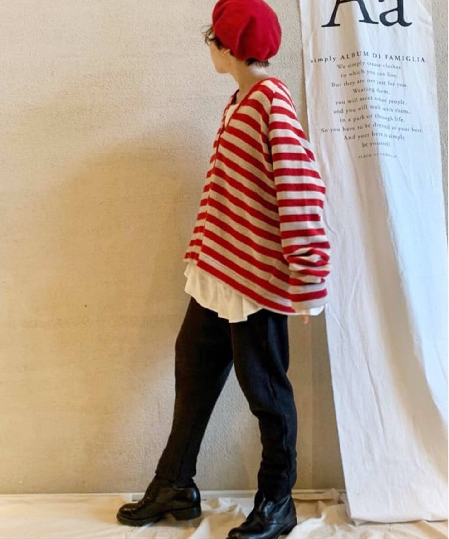 ALBUM DI FAMIGLIA/アルバム ディ ファミリア】STRIPED WIDE CARDIGAN 