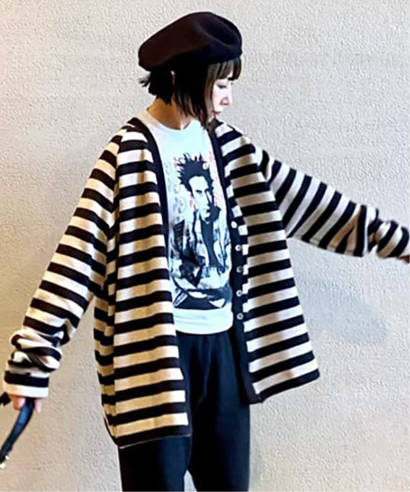 ALBUM DI FAMIGLIA/アルバム ディ ファミリア】STRIPED WIDE CARDIGAN 