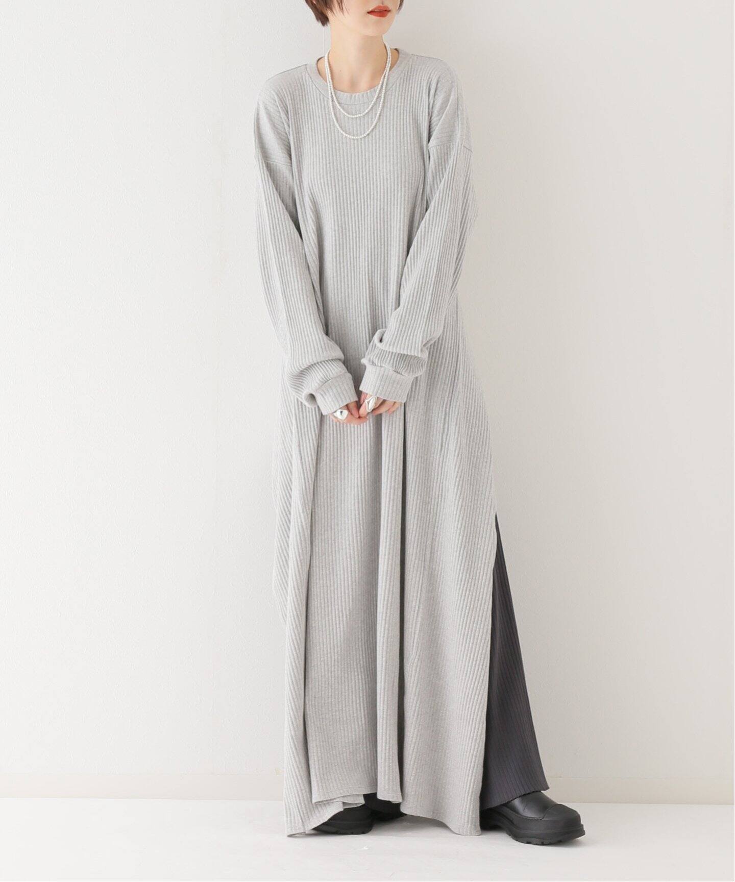 BASERANGE/ベースレンジ】SHAW LONG SLEEVE KAFTAN：ワンピース  