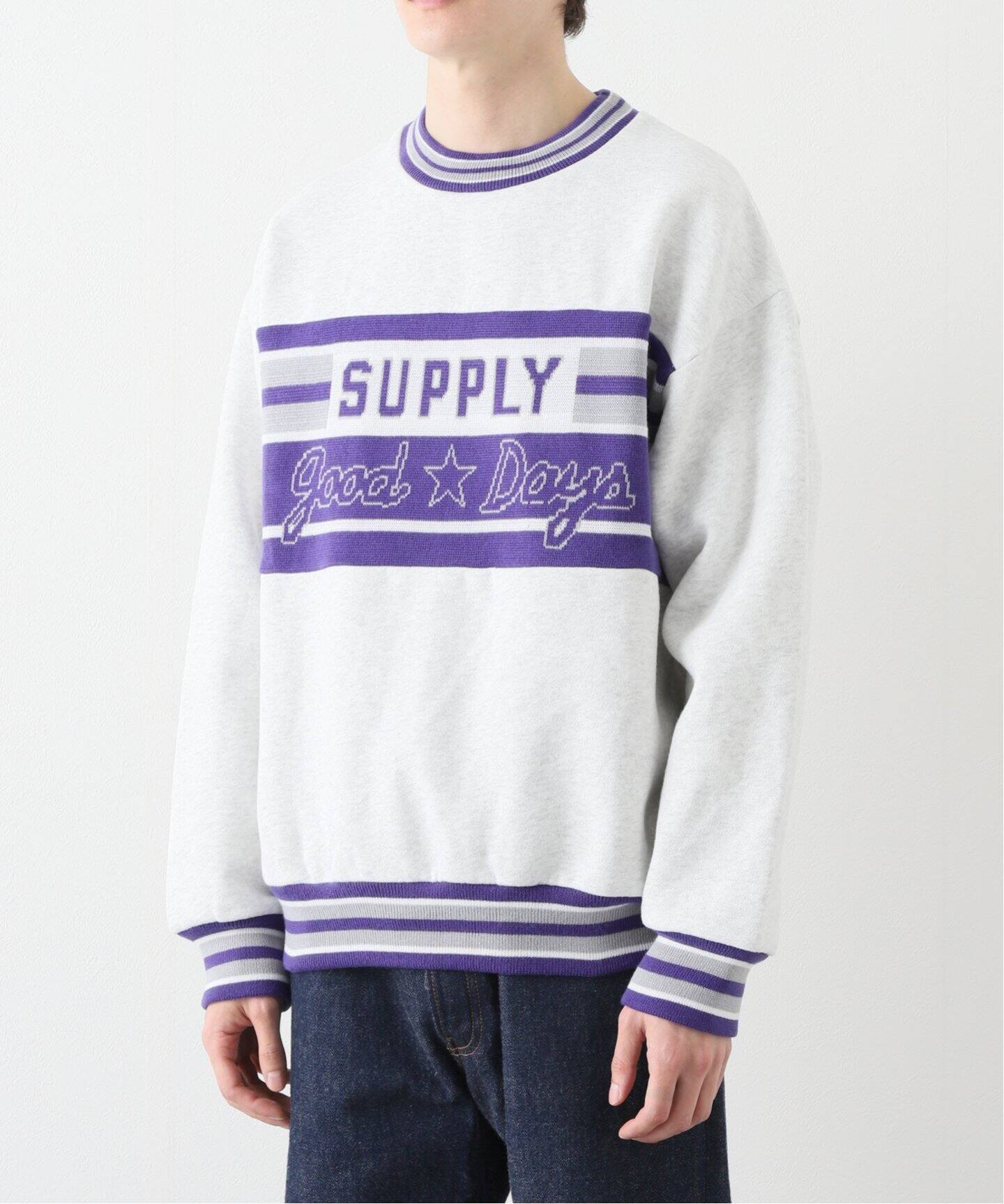 【関税込み】Mr. Saturday スウェットシャツ Saturdays NYC]Striped Varsity 1/2 Sleeve Sweat/BLACK