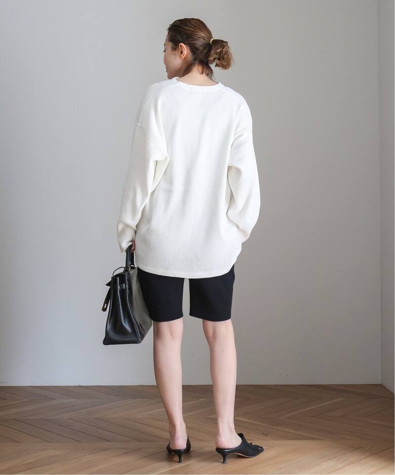 AMERICANA/アメリカーナ】ワッフル ヘンリー ロングスリーブ Tシャツ  