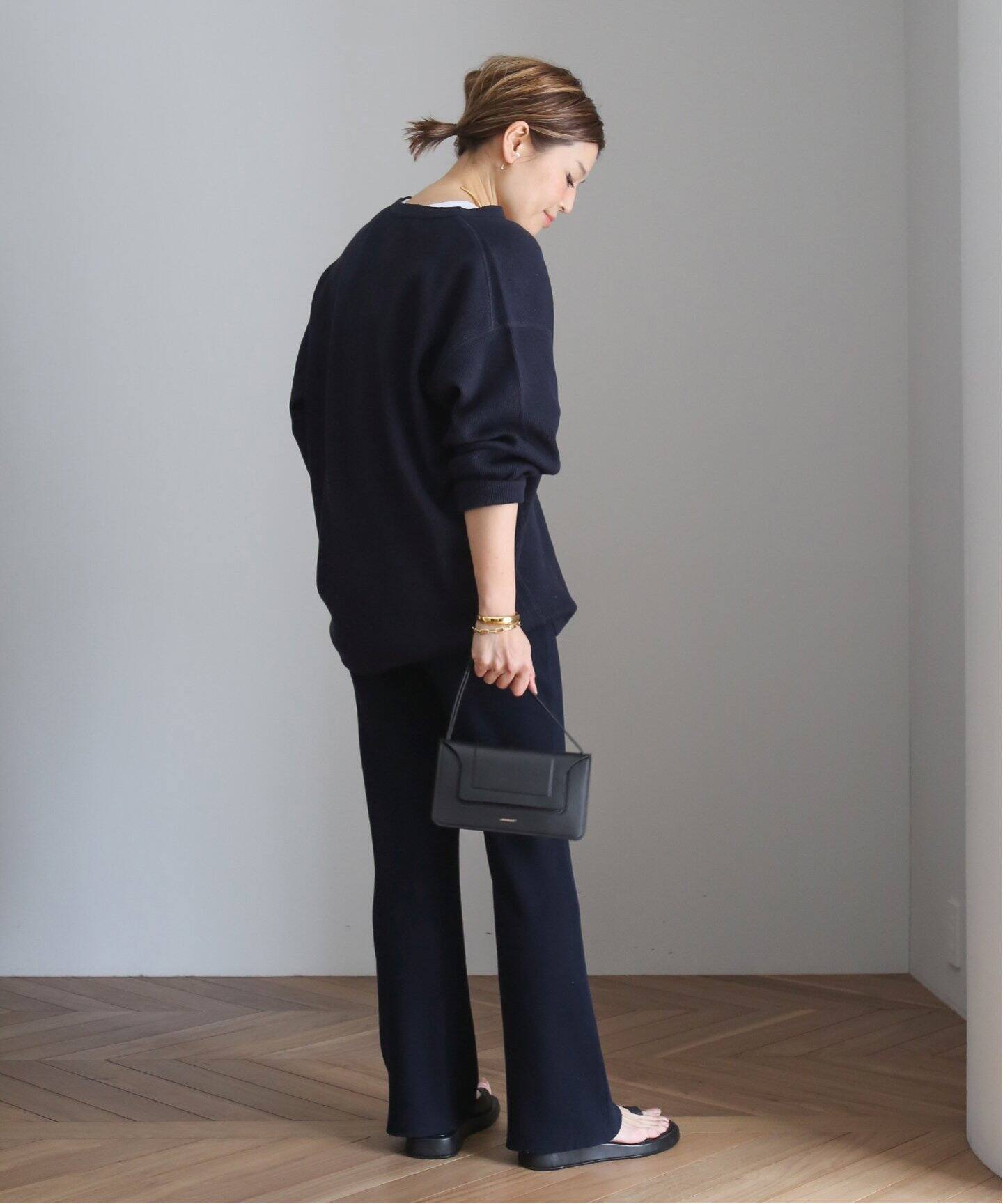 AMERICANA/アメリカーナ】ワッフル ヘンリー ロングスリーブ Tシャツ  