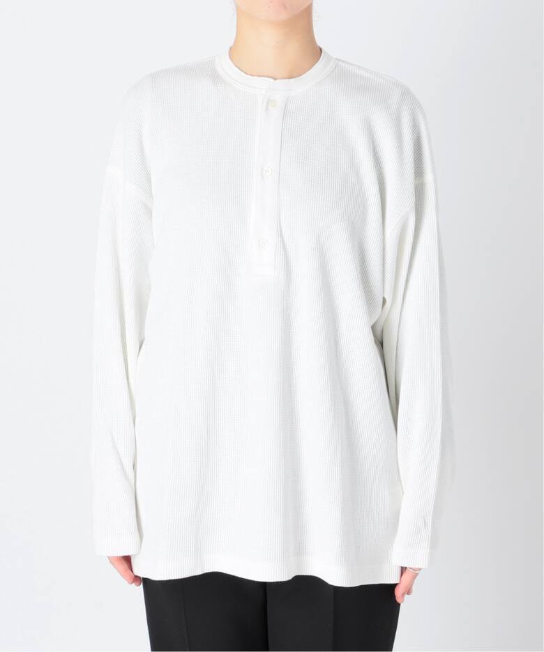 AMERICANA/アメリカーナ】ワッフル ヘンリー ロングスリーブ Tシャツ  